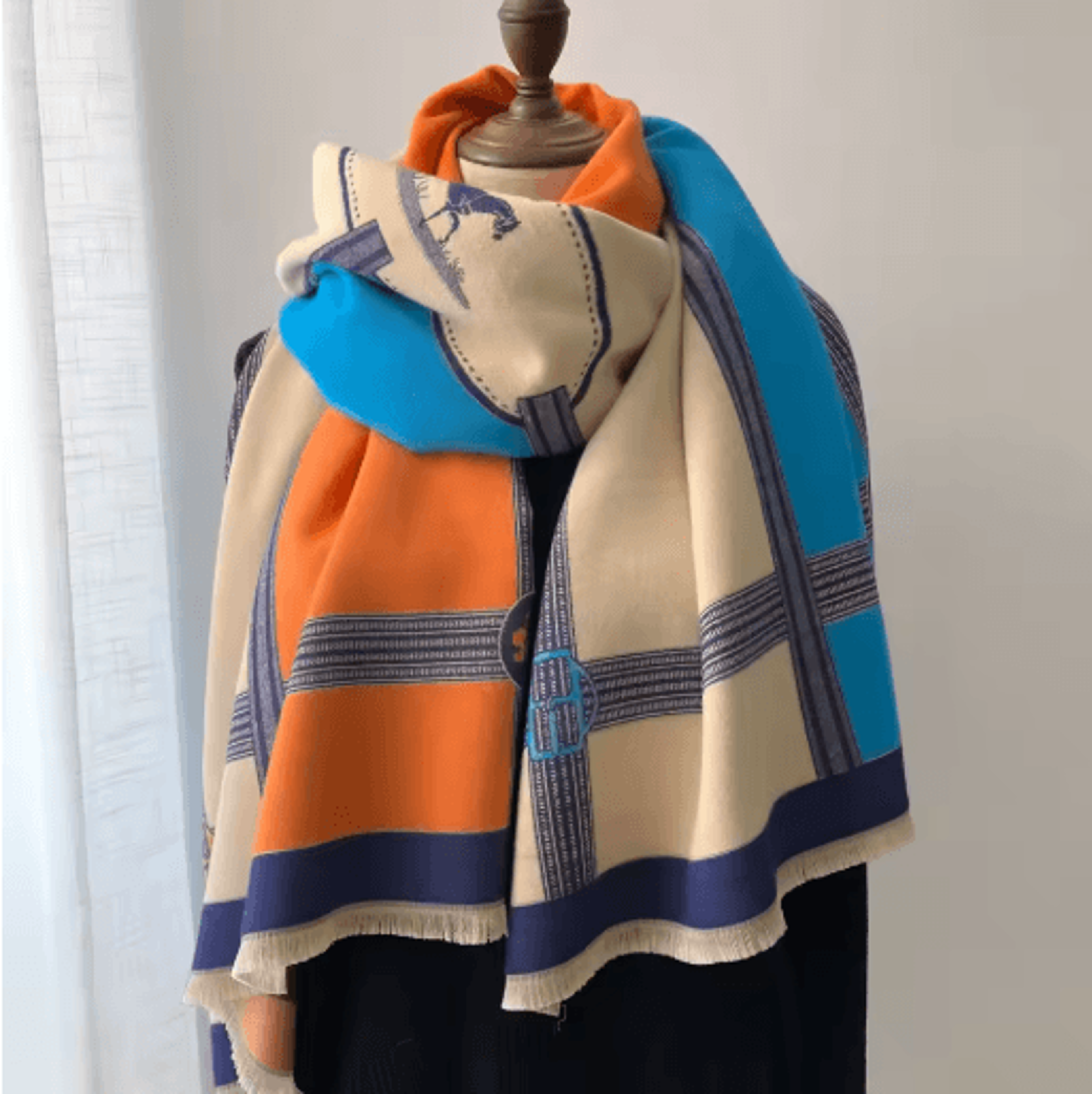 Luxury Winter Cashmere Scarf For Women Thick Warm Pashmina Shawl Wrap With Tassels 1