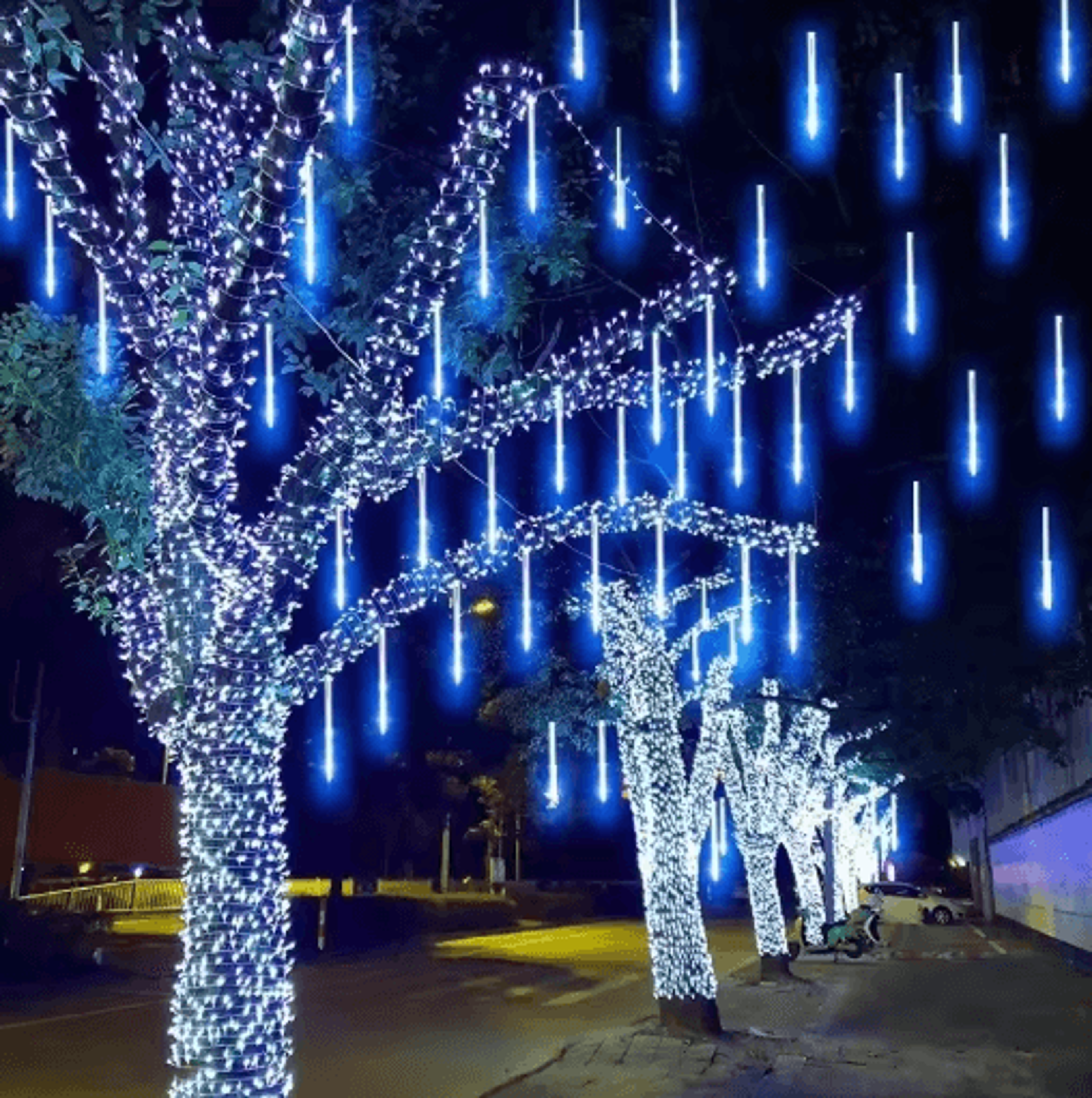 LED Meteor Shower Rain Lights Waterproof Falling Raindrop Fairy String Lights 30CM 7