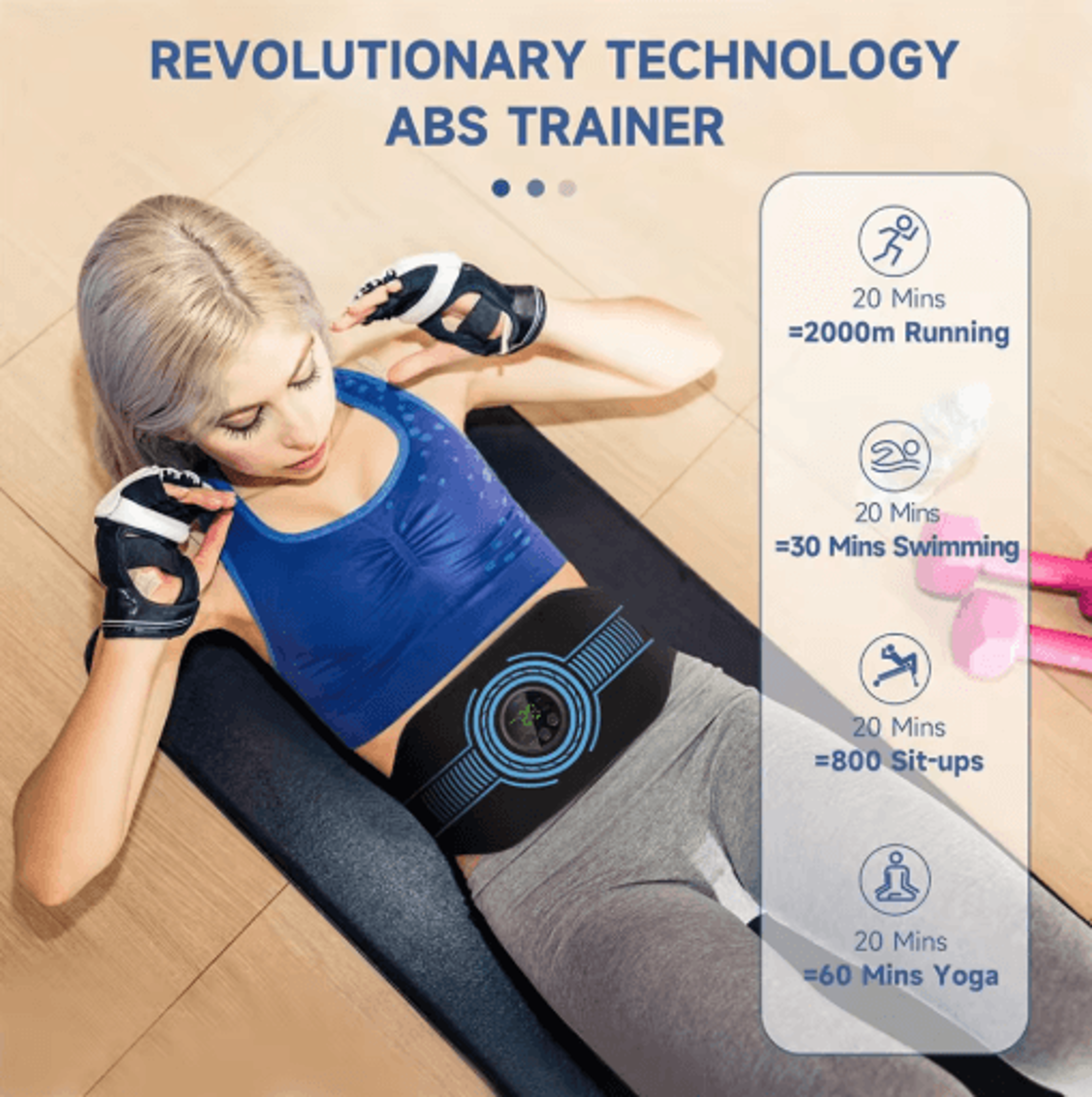 EMS Abdominal Fitness Belt Intelligent Muscle Massage Trainer With USB Charging 7
