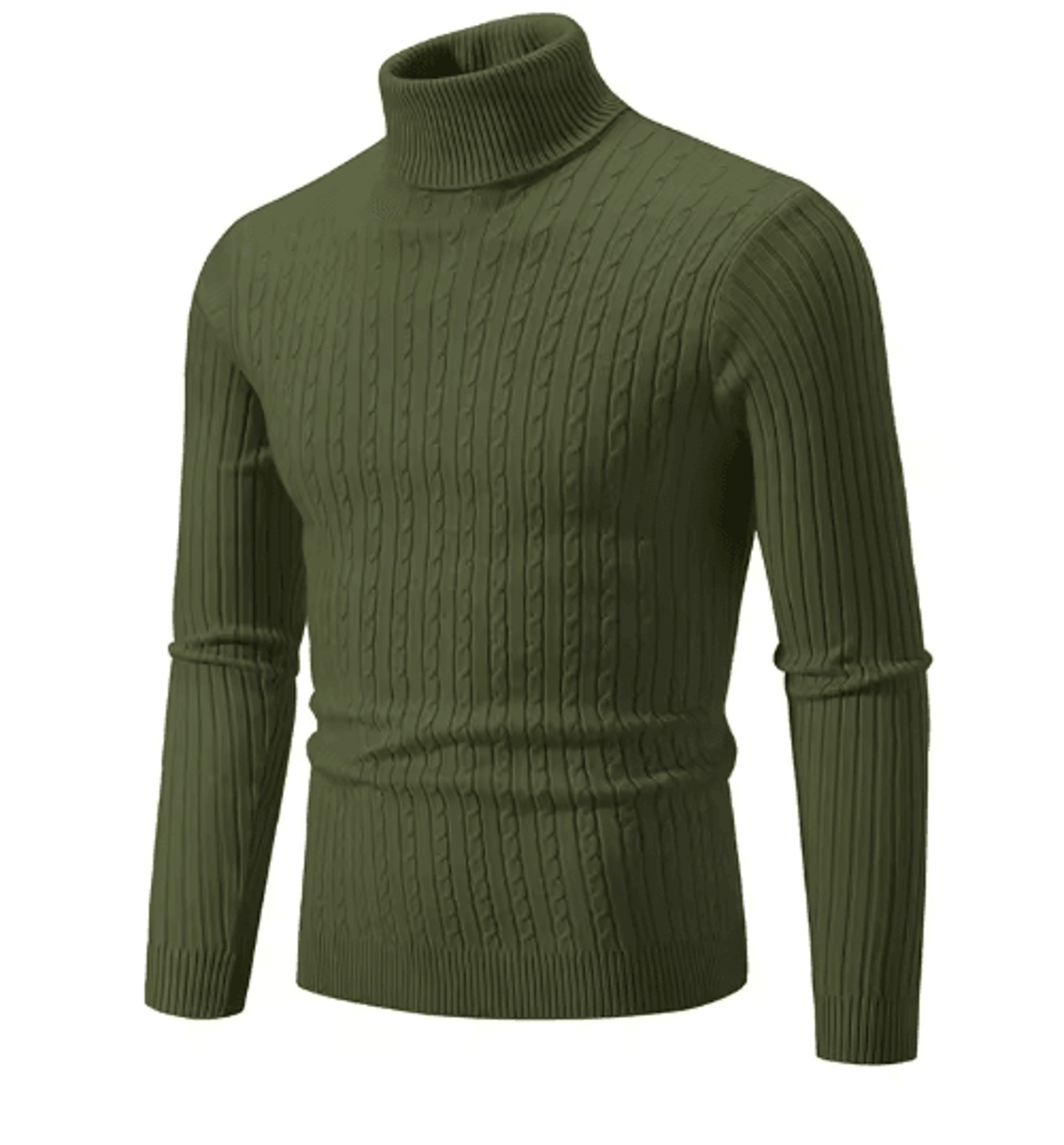 Mens High Neck Knitted Sweater Warm Solid Color Winter Turtleneck Pullover 1