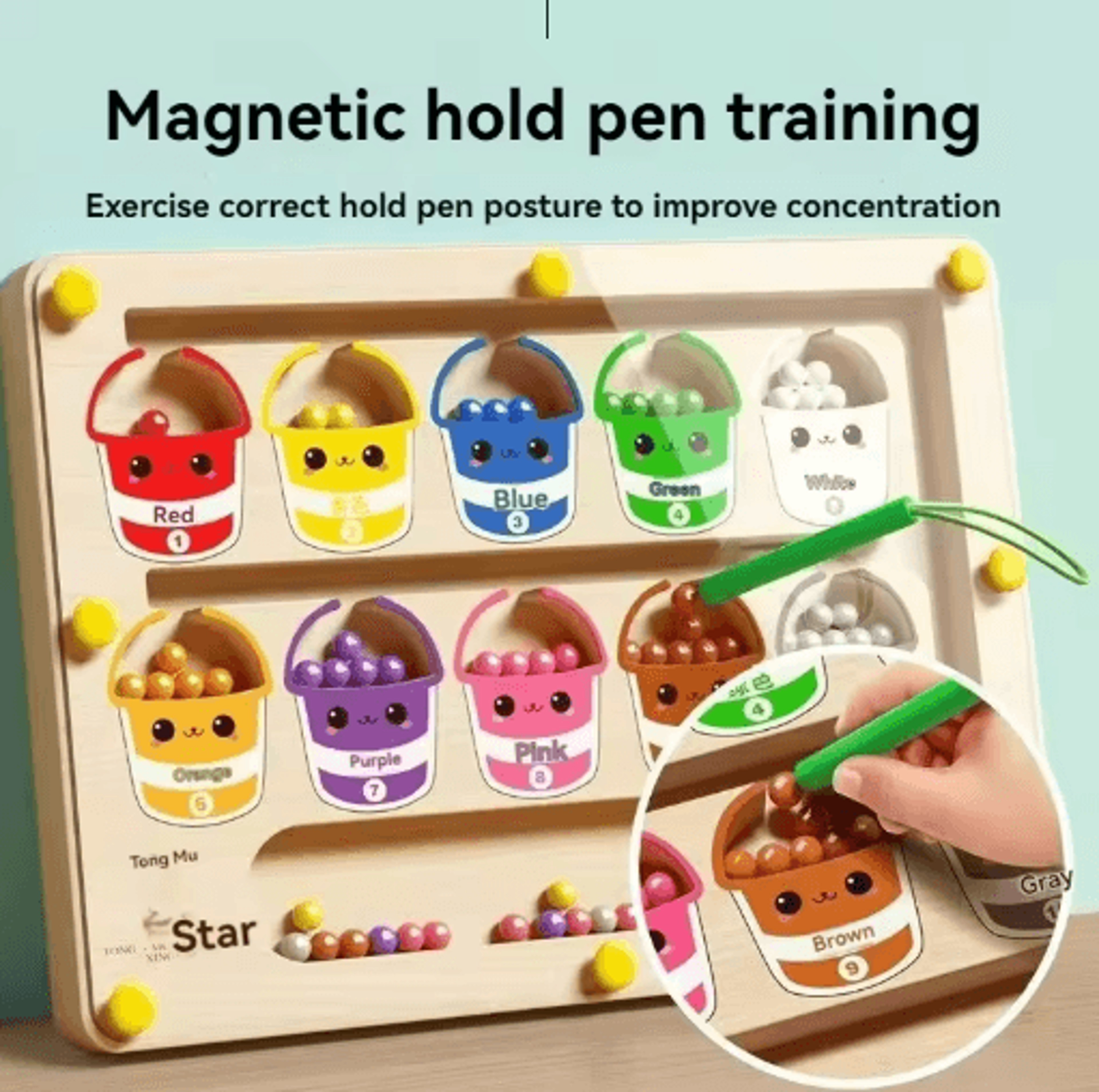 Childrens Magnetic Maze Puzzle Toy Walking Ball Concentration Logic Training Board 5