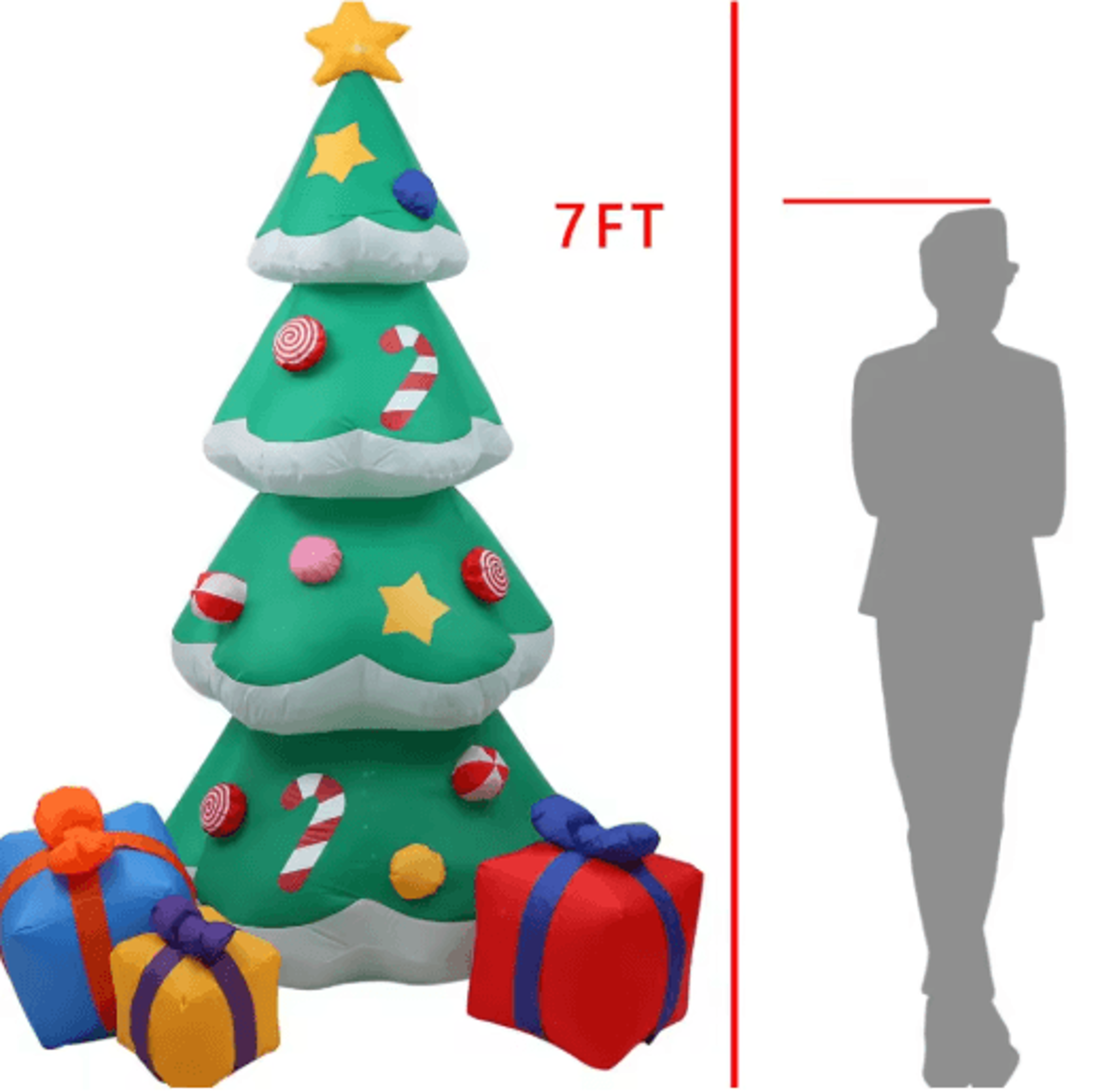 7FT 21M Christmas Inflatable Tree With LED Lights Indoor  Outdoor Holiday Decoration 4