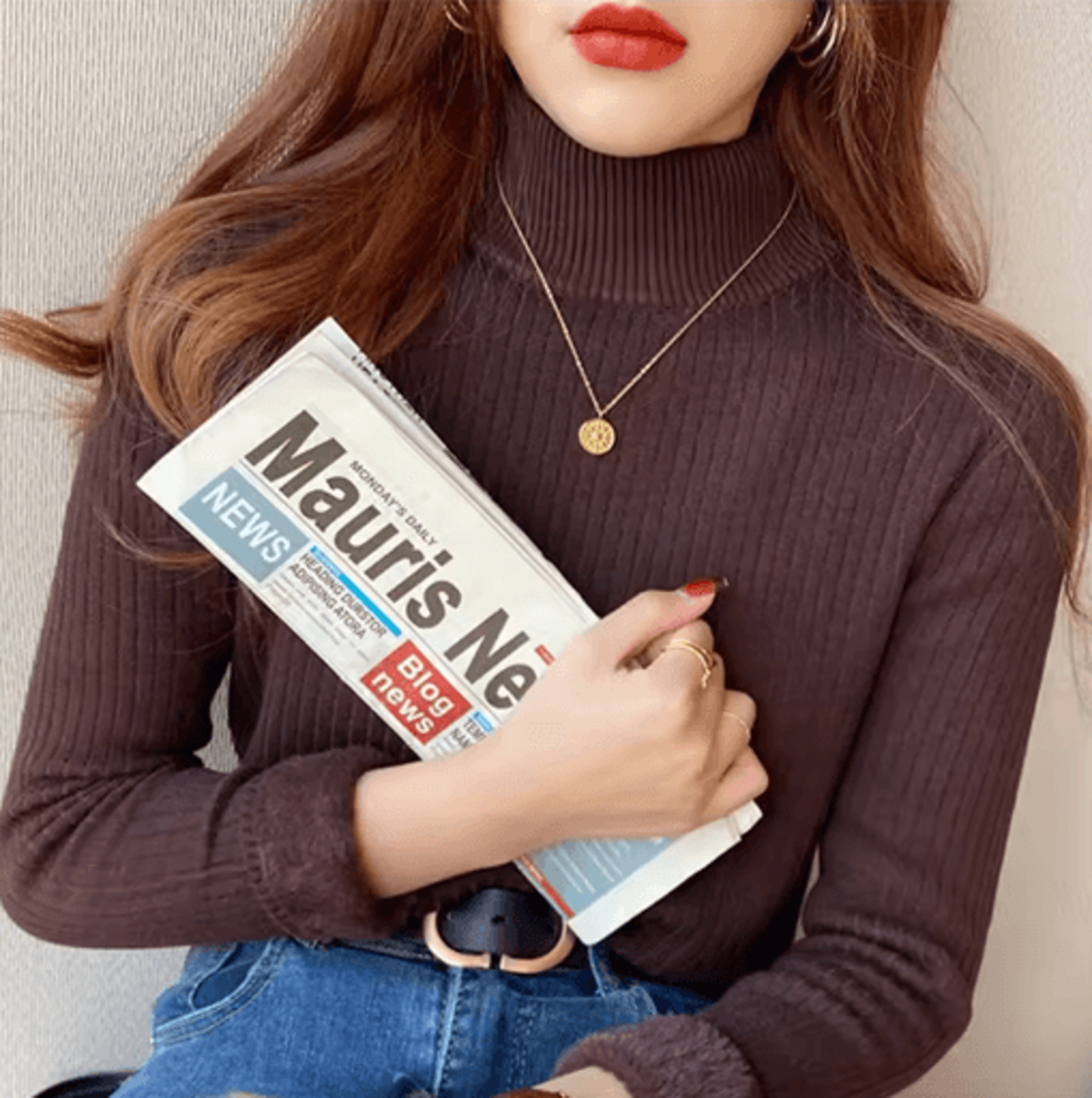 Womens Winter Turtleneck Sweater 2025 Retro Velvet Lined Thermal Knit Pullover 2