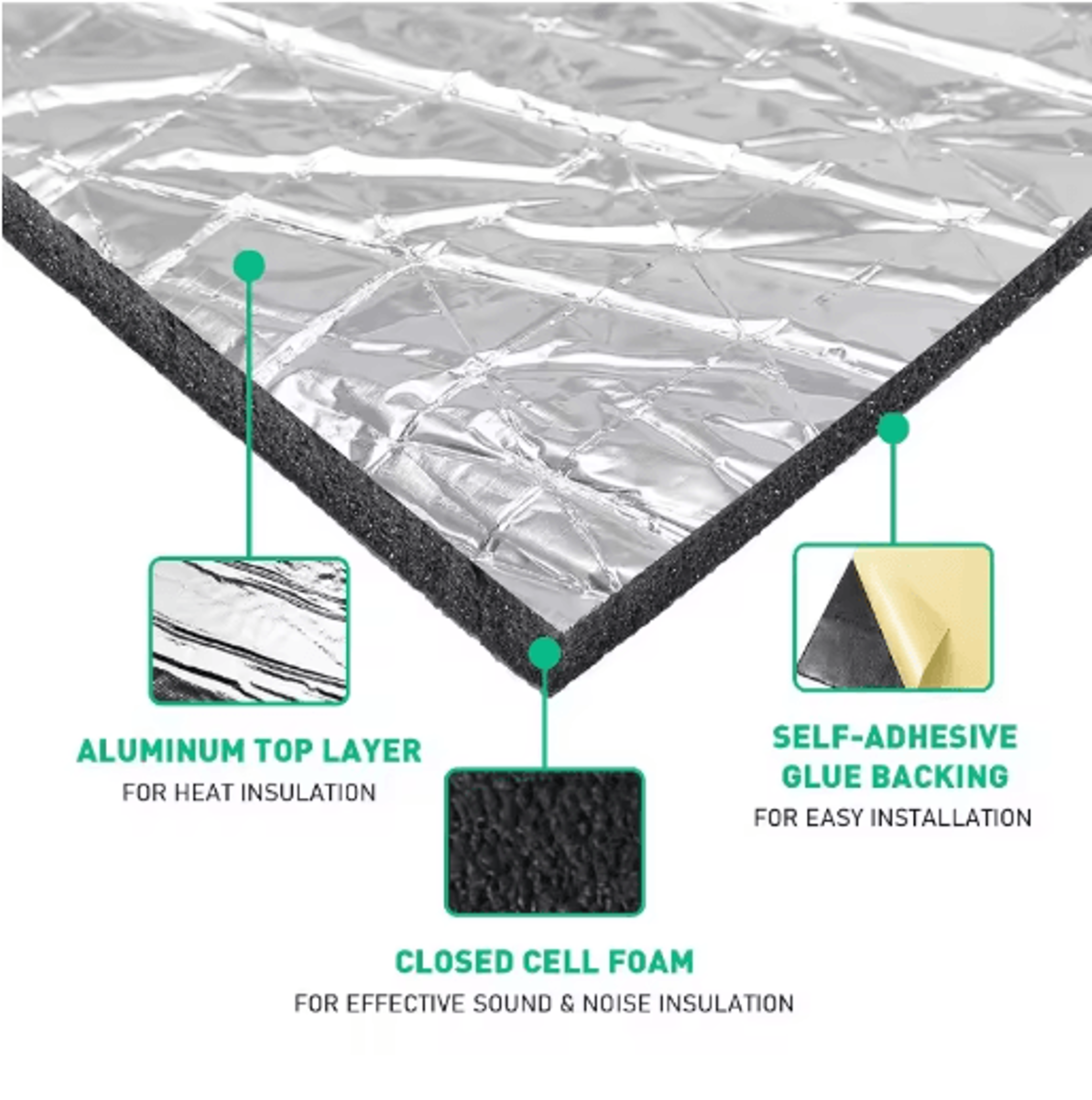 Automotive Thermal Acoustic Insulation Mat Aluminum Foil Heat Sound Deadening Cotton 5mm 10mm 7