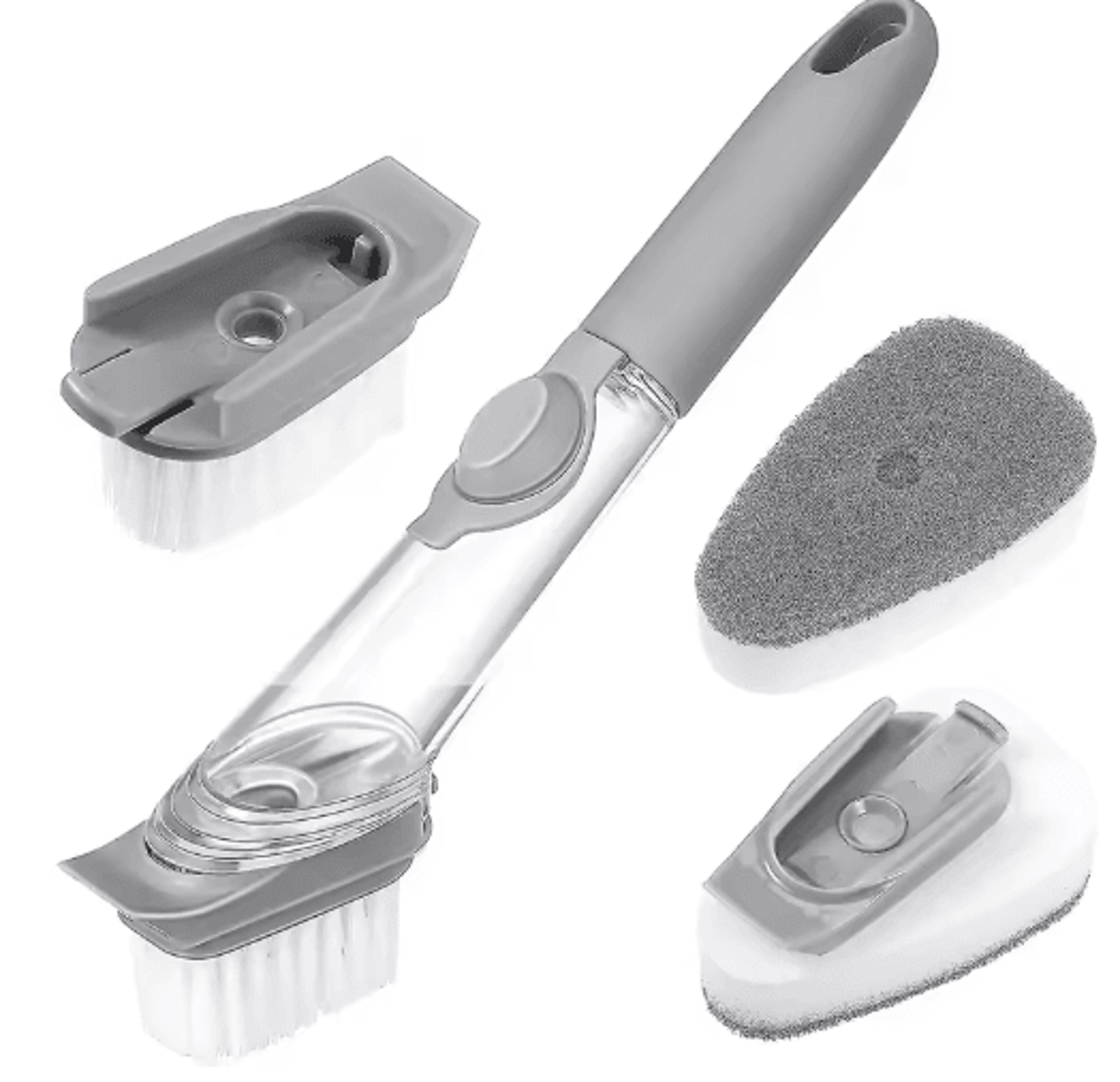 No Scratch Dishwand Set Soap Dispensing Dishwashing Brush Sponge Cleaner 9