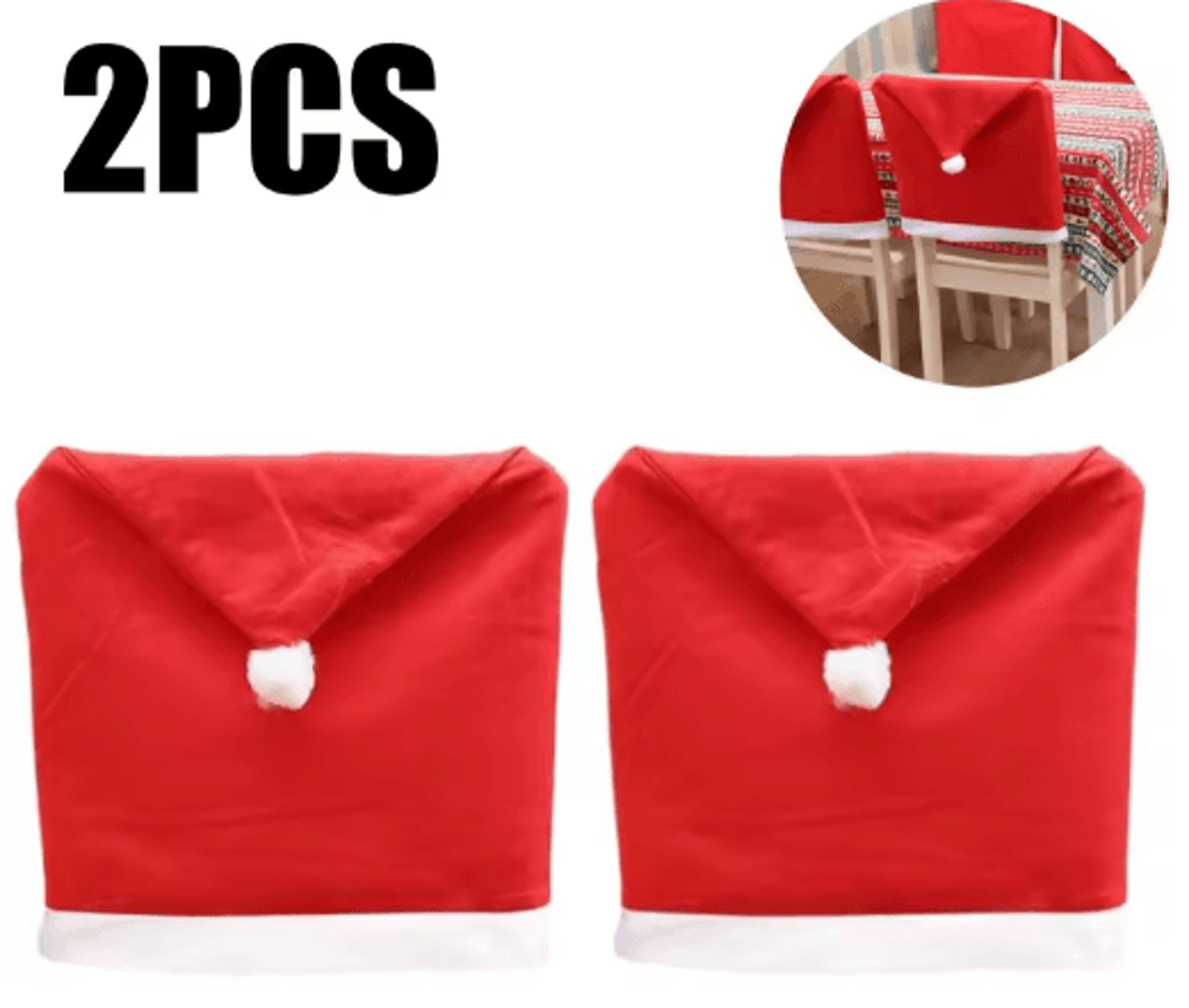 Red Santa Hat Christmas Chair Covers Stretchable Dining Chair Slipcovers For Holiday Decor 5