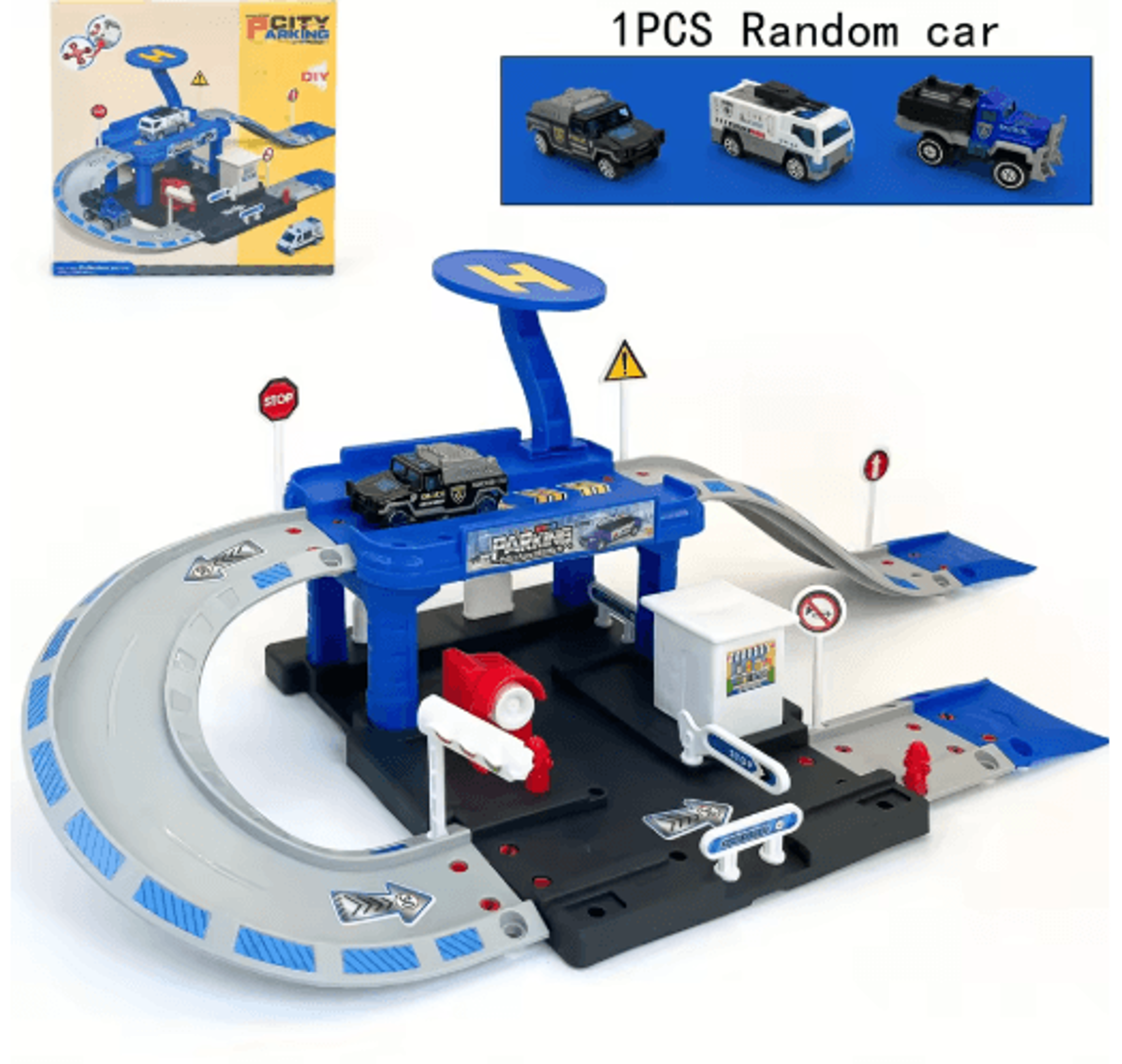 Interactive City Car Track Set With Parking Lot Road Play System 4