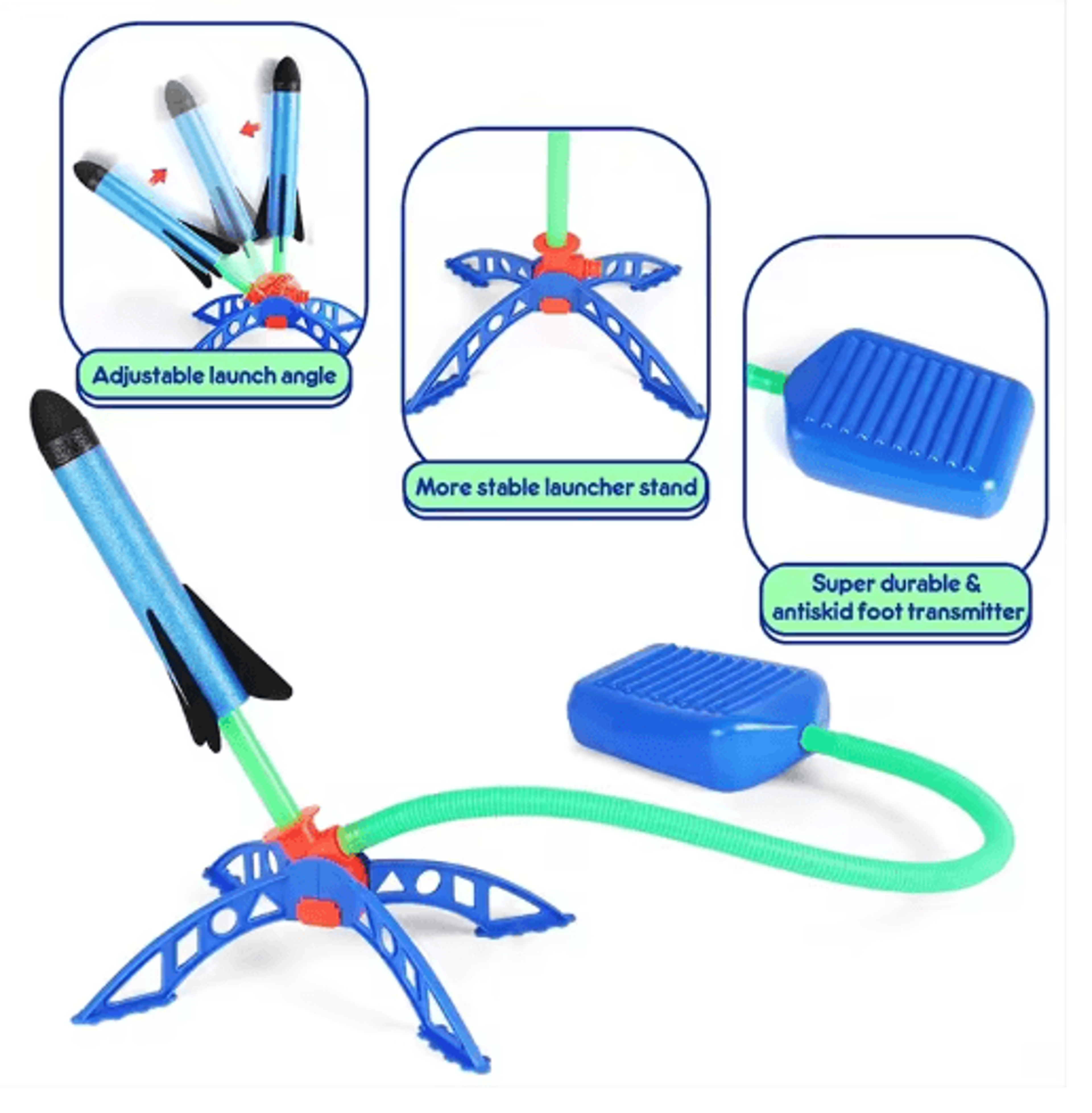 Foot Powered Flying Rocket Launcher Toy Outdoor Stomp Rocket Cannon For Kids 4