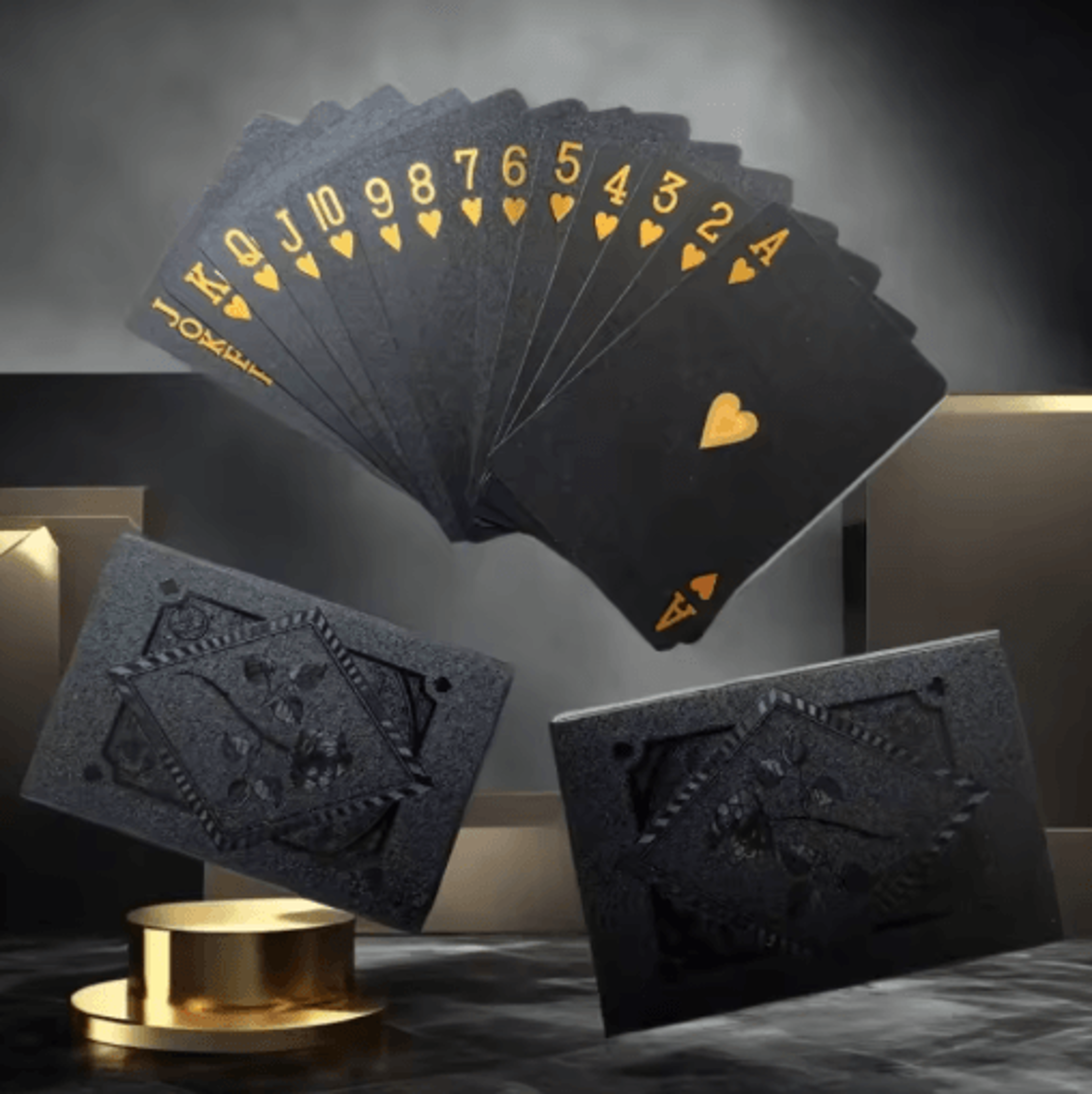 Black Gold Waterproof Playing Cards Luxury Poker Deck For Games Magic Collectors 4