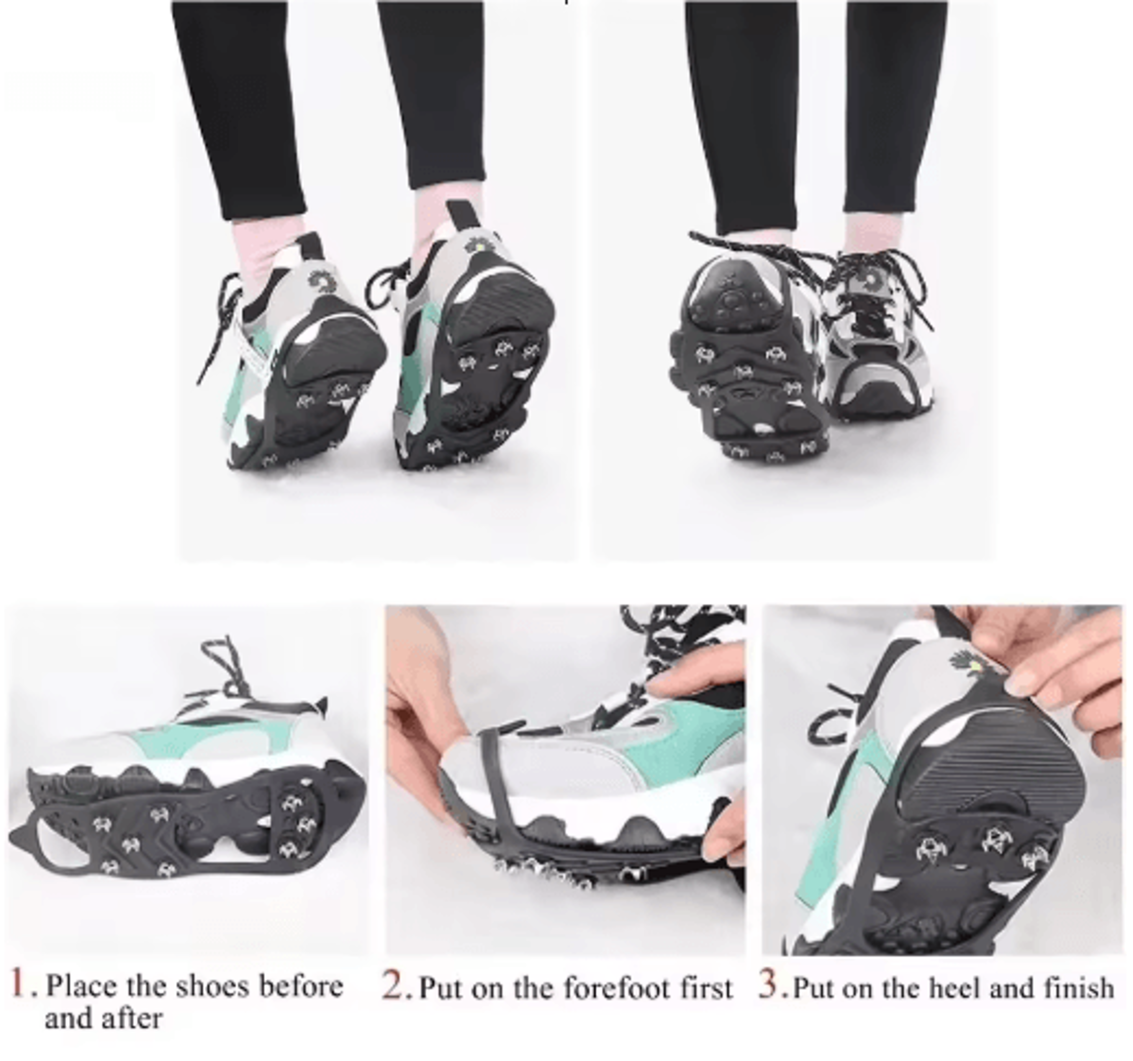8 Teeth Ice Gripper Spikes Anti Slip Shoe Covers For Winter Hiking Snow Traction 3