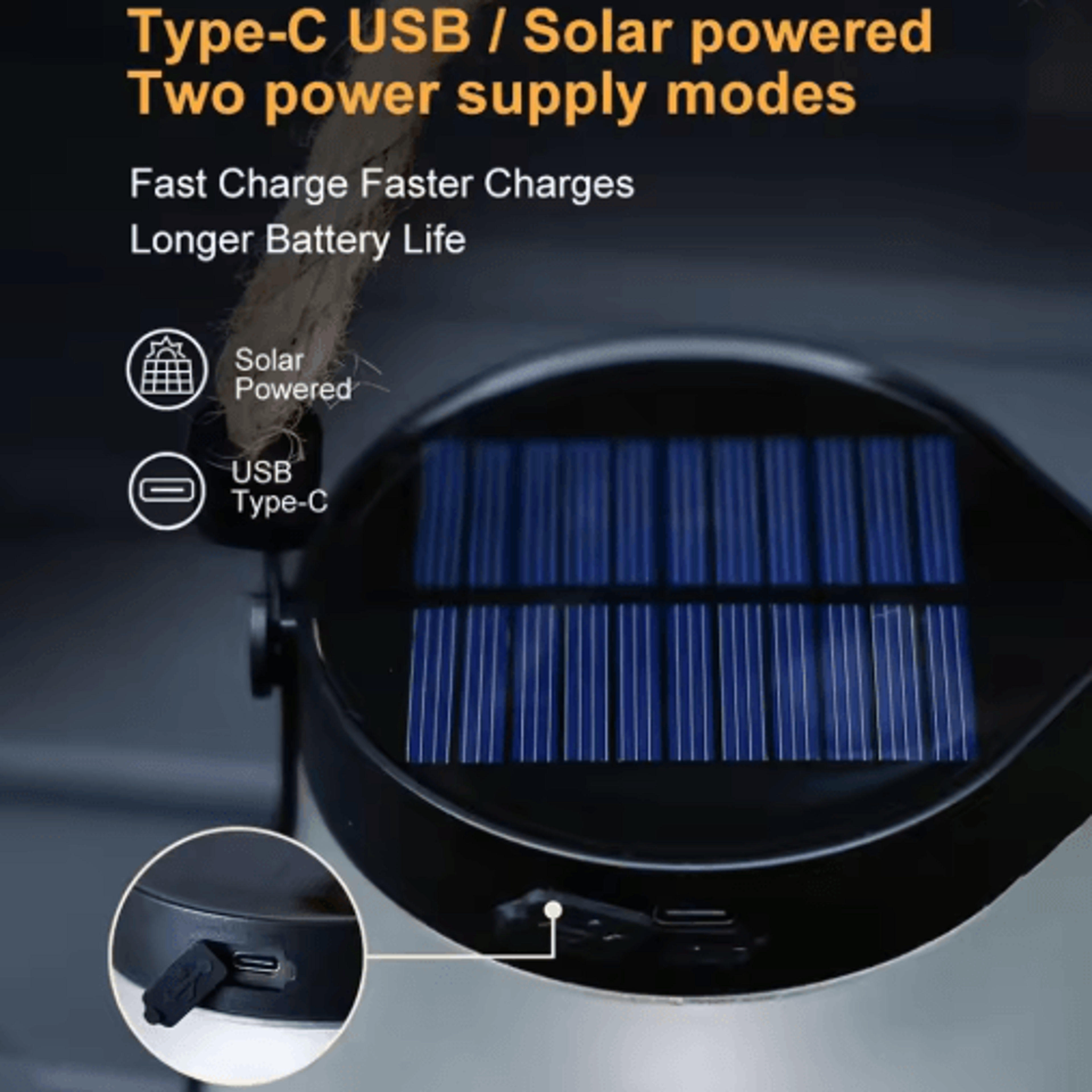 Dancing Flame Solar Lantern Outdoor Lights Waterproof Flickering Flame Garden Lantern USB Rechargea 5