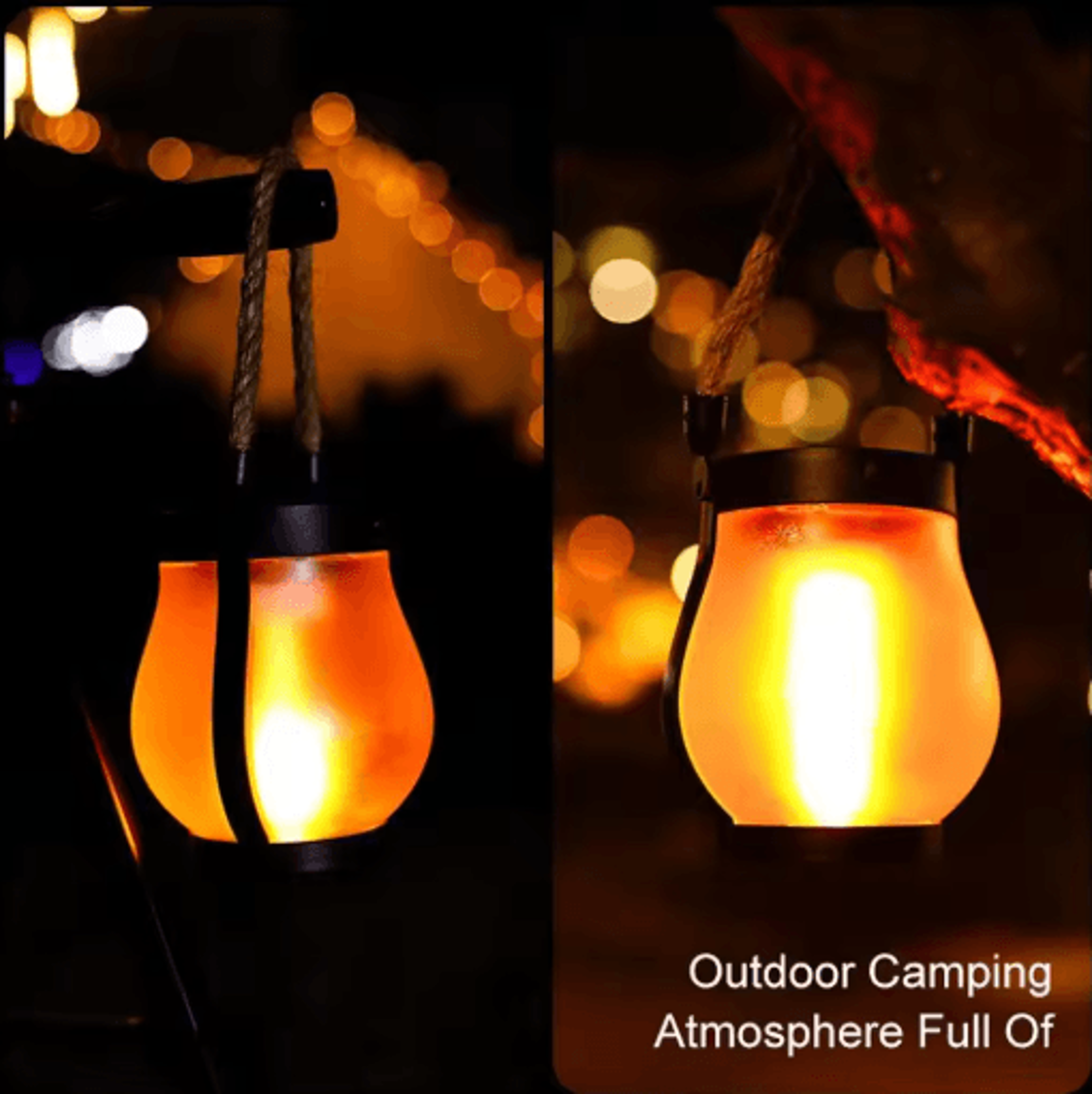 Dancing Flame Solar Lantern Outdoor Lights Waterproof Flickering Flame Garden Lantern USB Rechargea 0