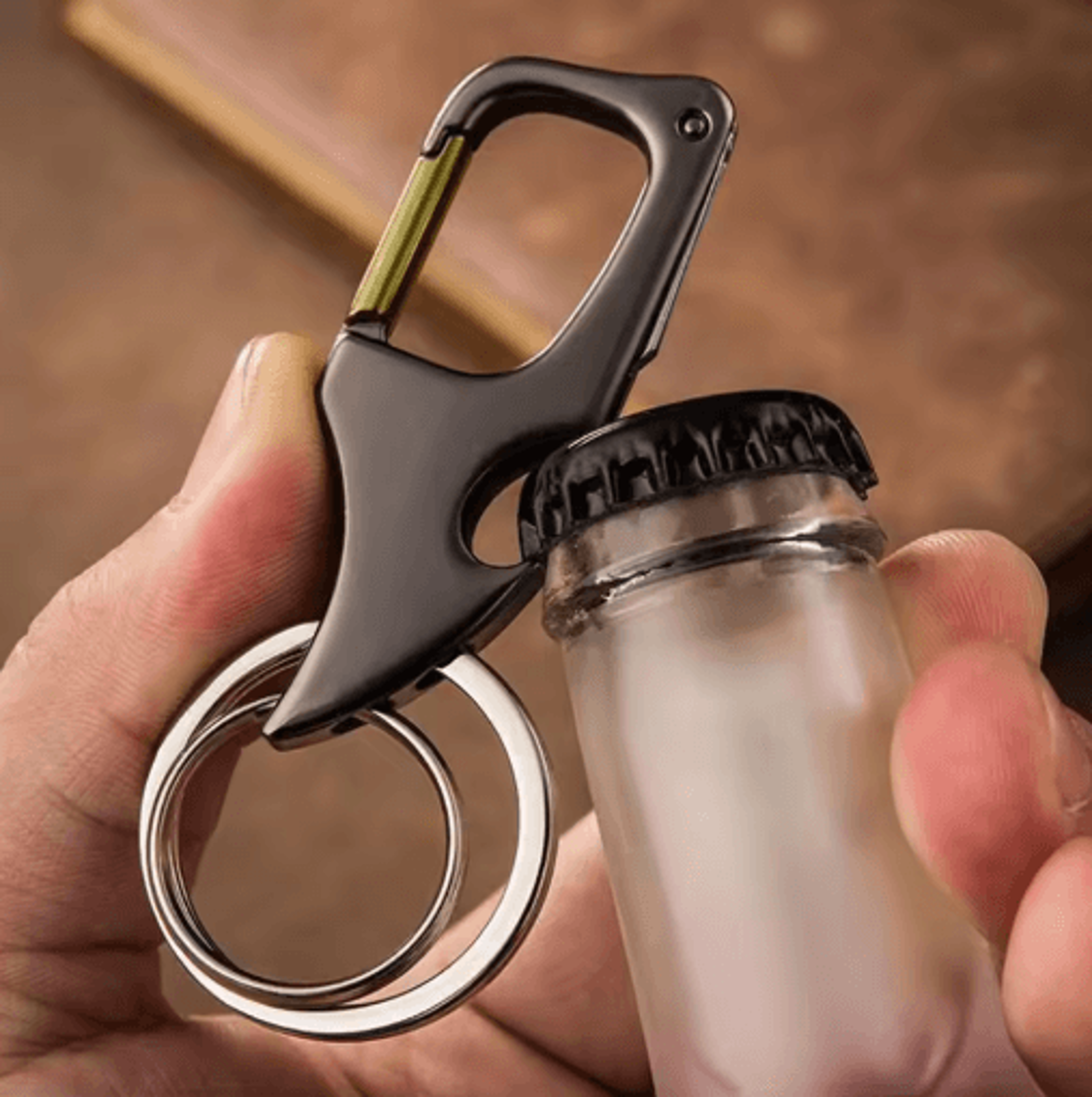 Portable Camping Can Opener 2in1 Stainless Steel Keychain Bottle And Jar Opener 0