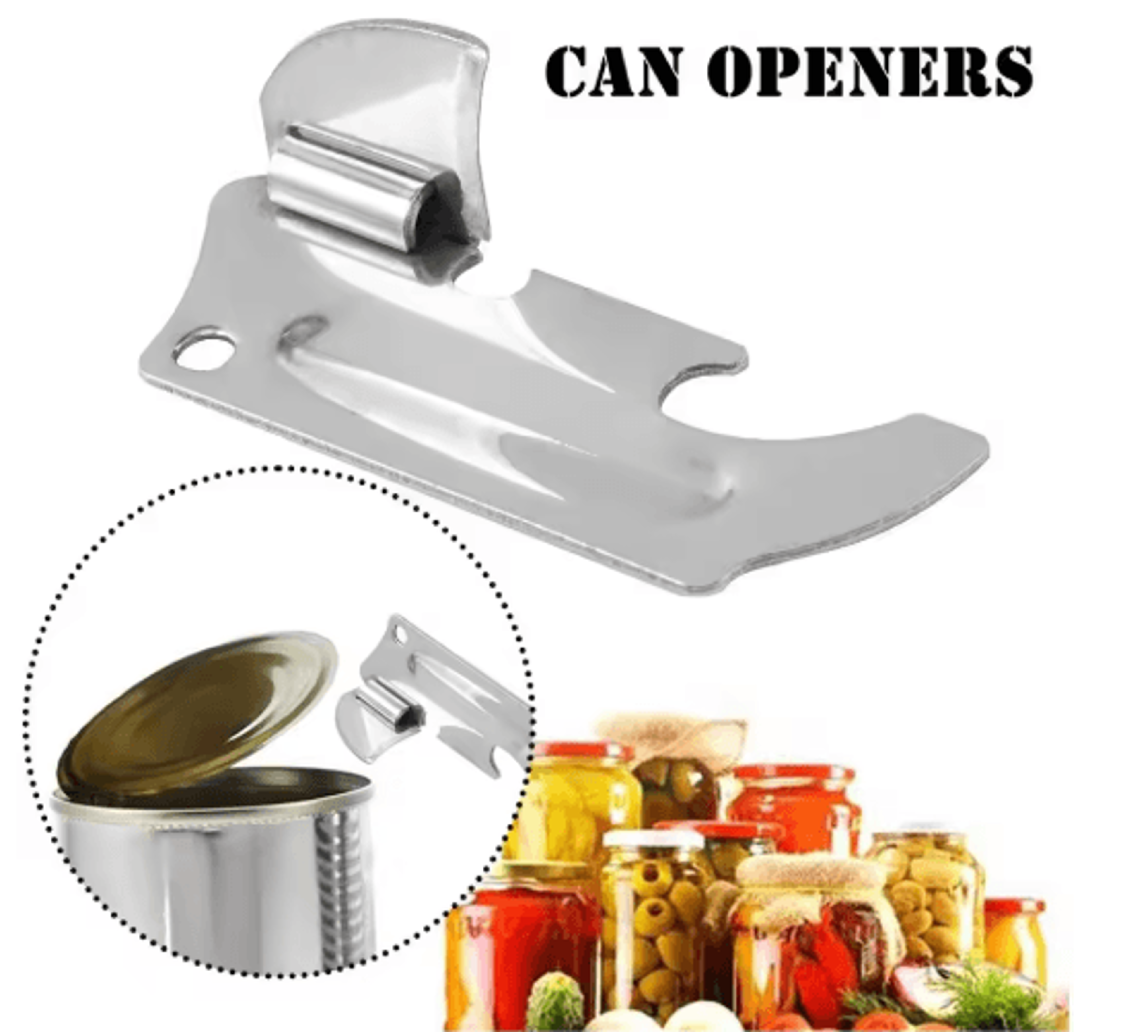 Portable Camping Can Opener 2in1 Stainless Steel Keychain Bottle And Jar Opener 8