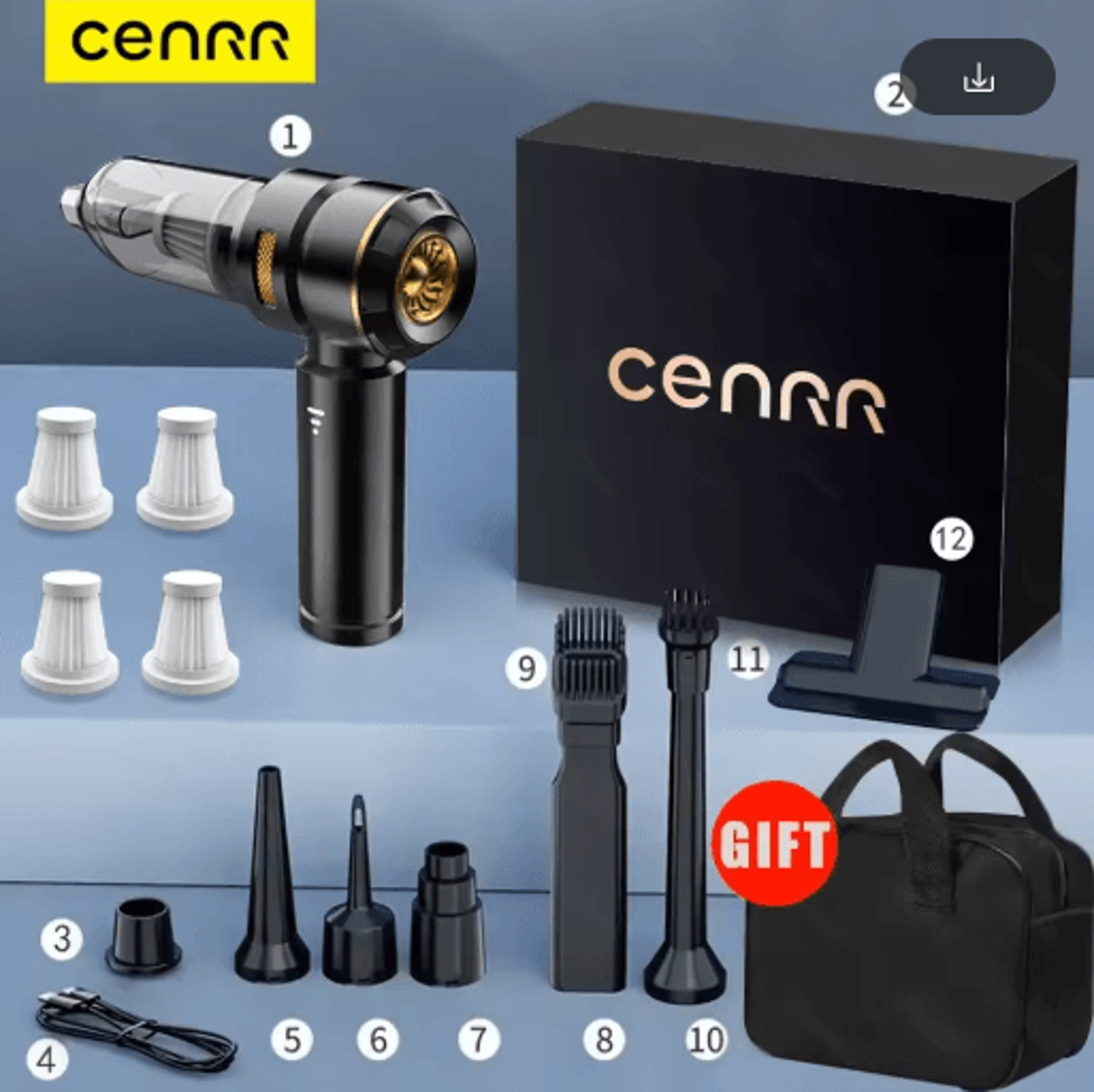 CENRR Wireless Car Vacuum Cleaner Powerful Portable Handheld Cleaner For Auto Interiors 5