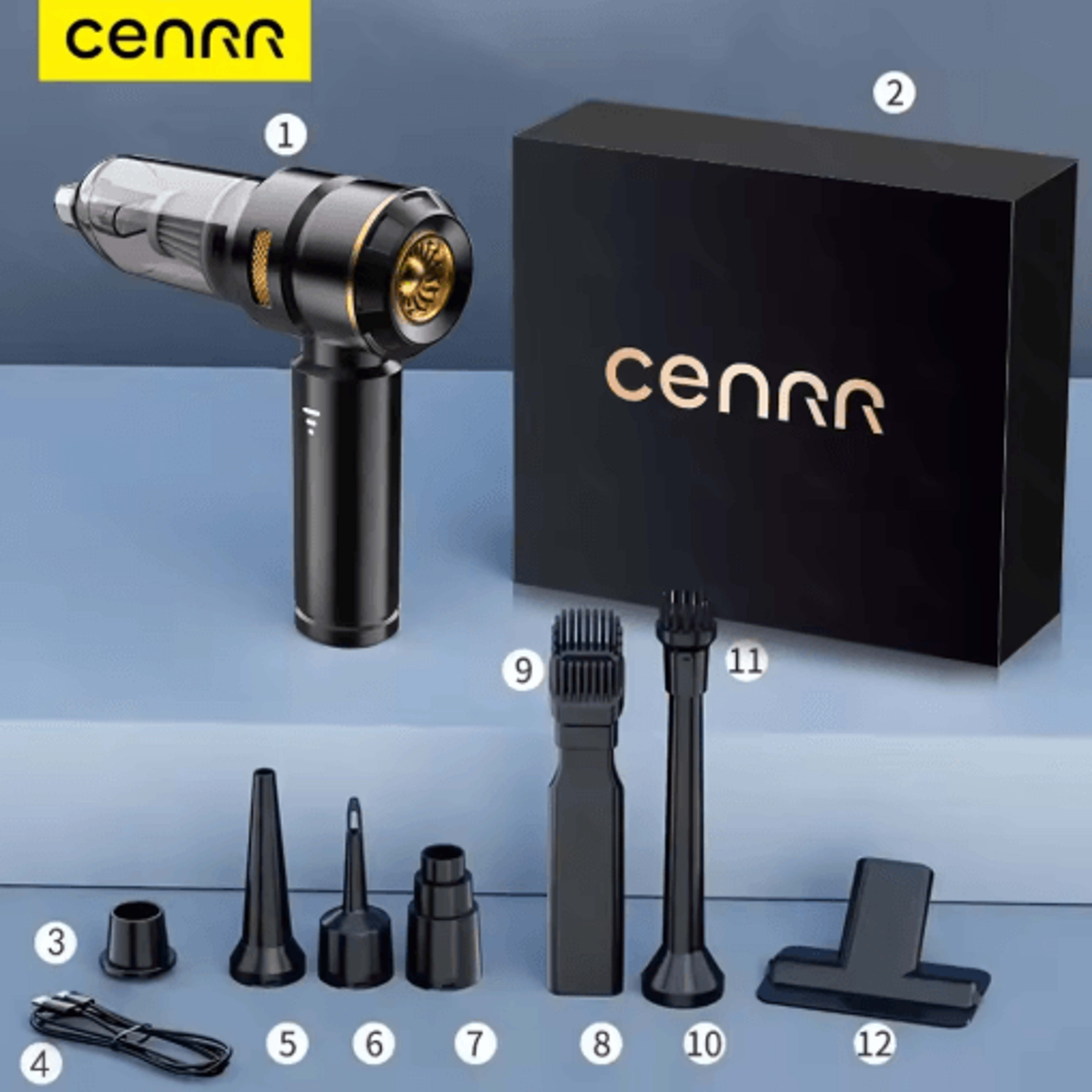 CENRR 998000PA Car Vacuum Cleaner Wireless Handheld Powerful Portable Cleaner 7