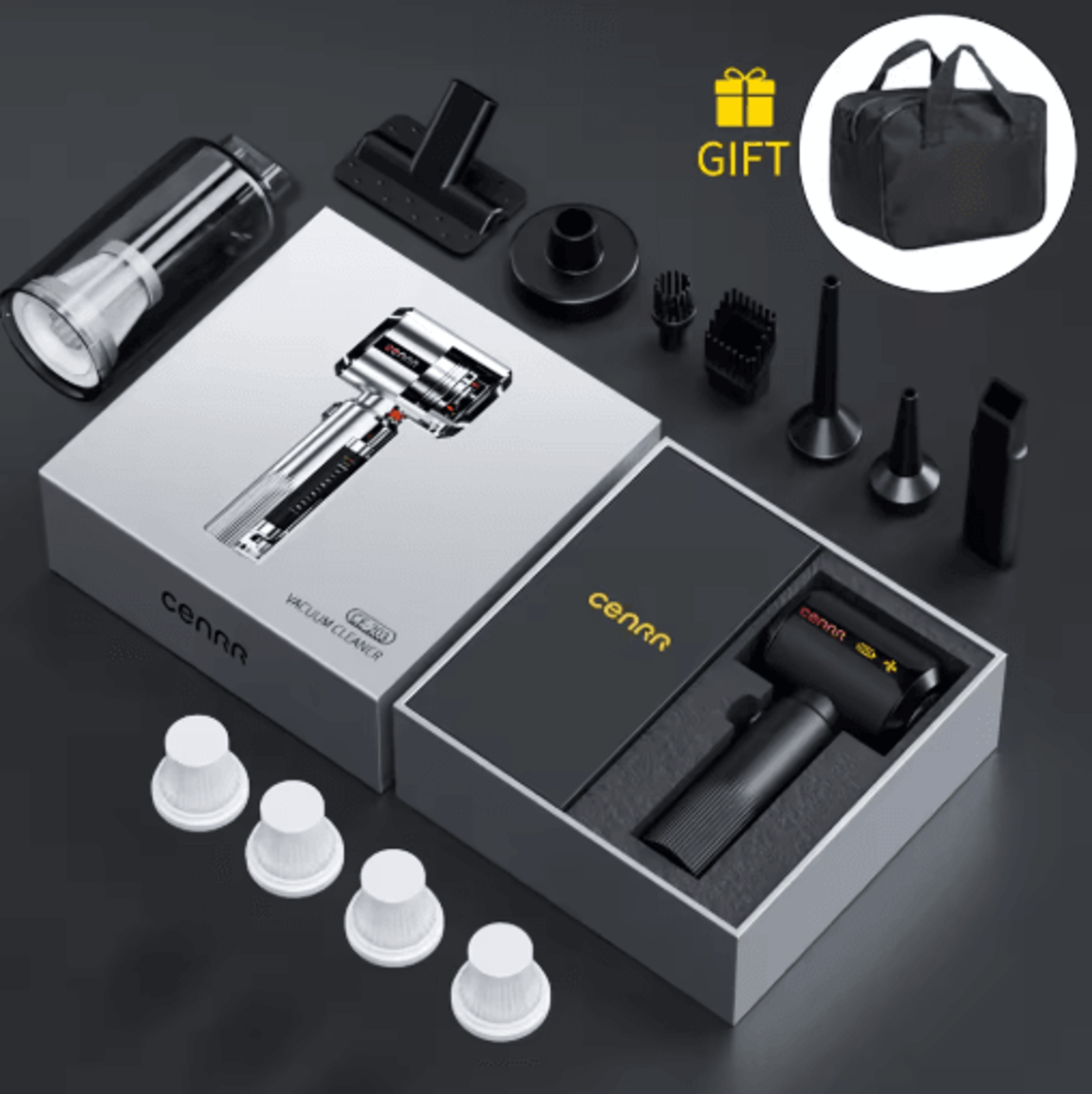 CENRR Wireless Mini Car Vacuum Cleaner Powerful Handheld Cleaner With LED Display And Air Gun 7500m 1