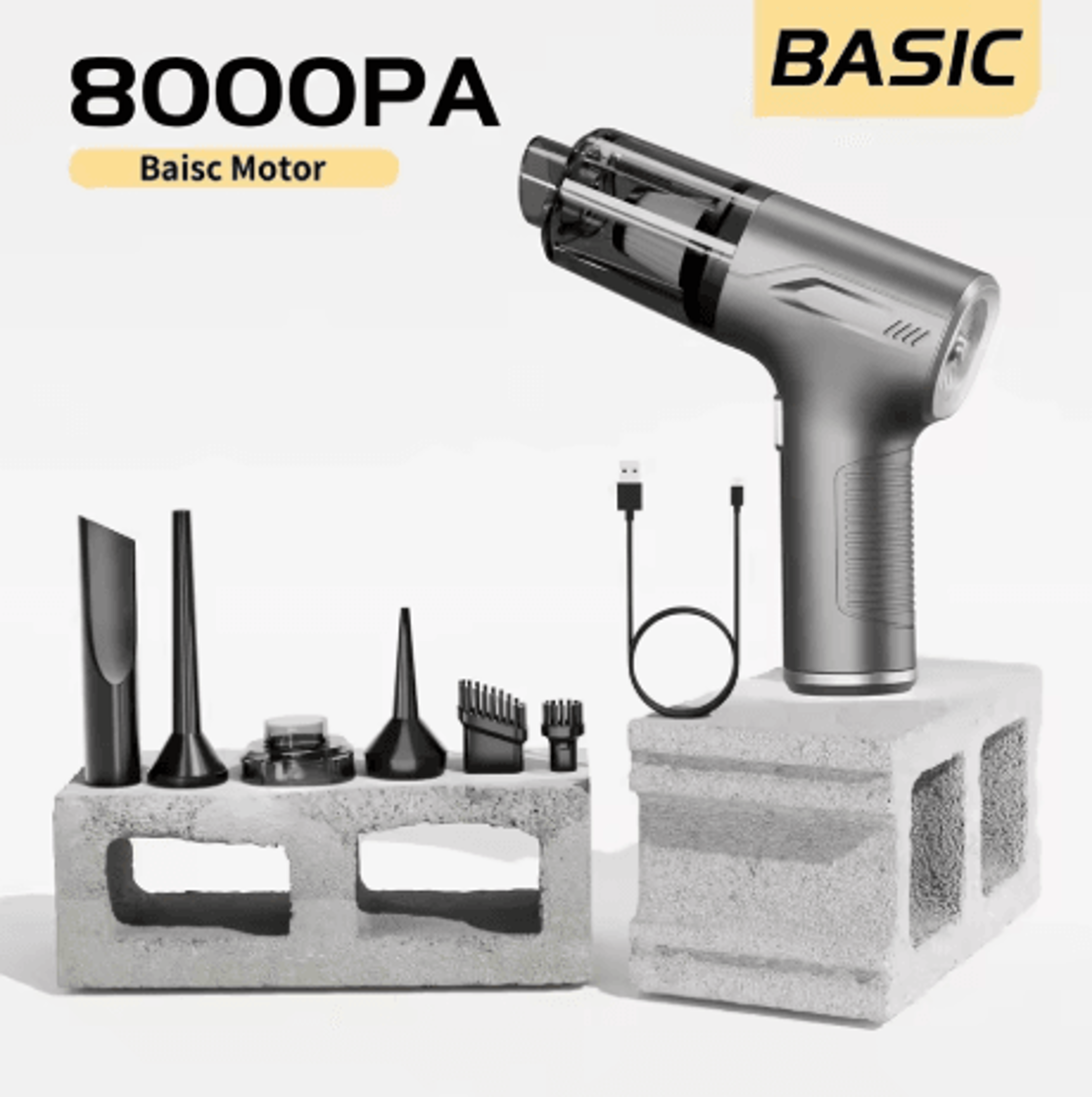 CENRR 98000PA Mini Car Vacuum Cleaner 4 In 1 Cordless Wireless Handheld Cleaner With Air Gun 5