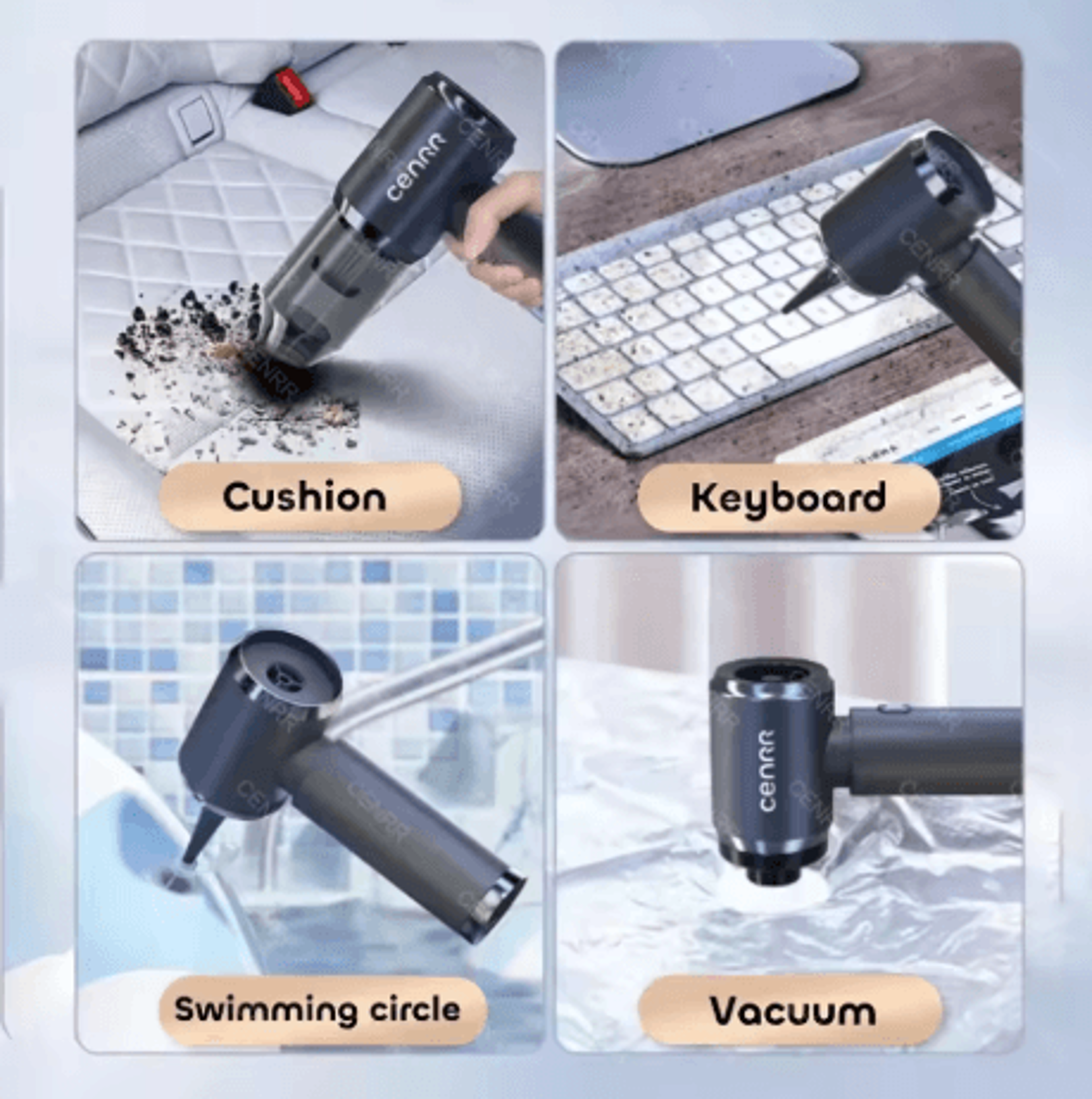 CENRR Car Vacuum Cleaner Strong Suction Powerful Cordless Wireless Cleaner 11