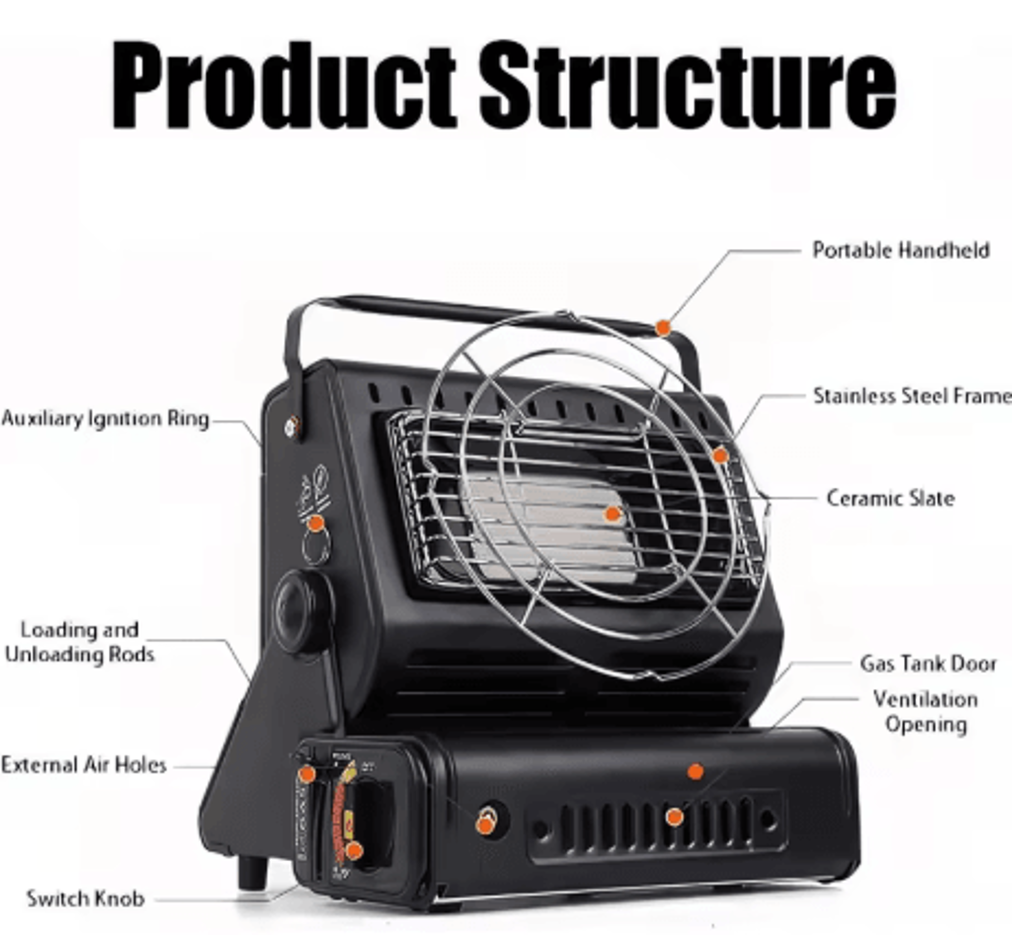 13KW Butane Camping Heater Stove High Power Survival Heating Tool With Dual Heat Source 5
