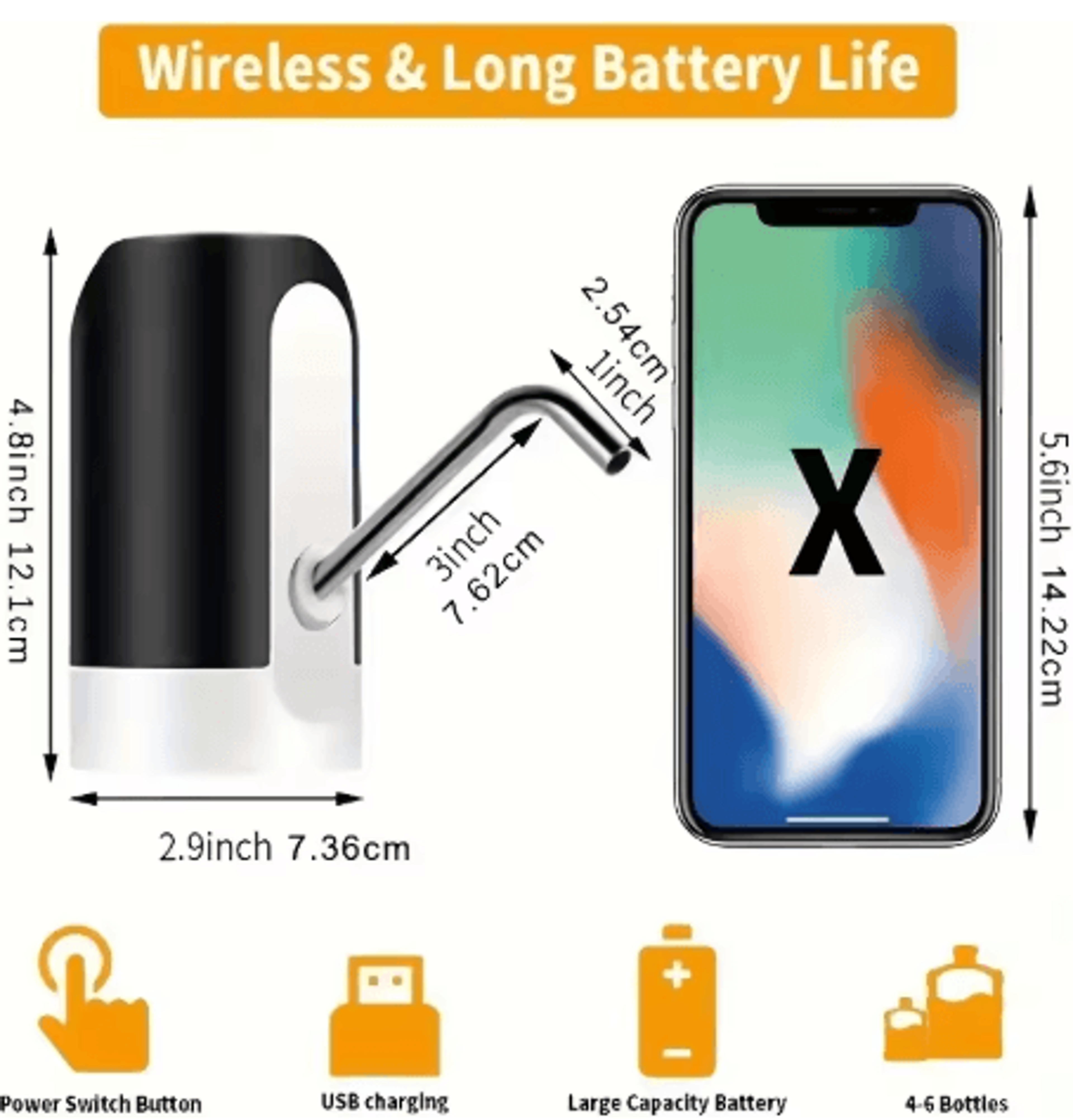 Electric Water Dispenser Pump USB Rechargeable One Touch Automatic Water Bottle Pump 5