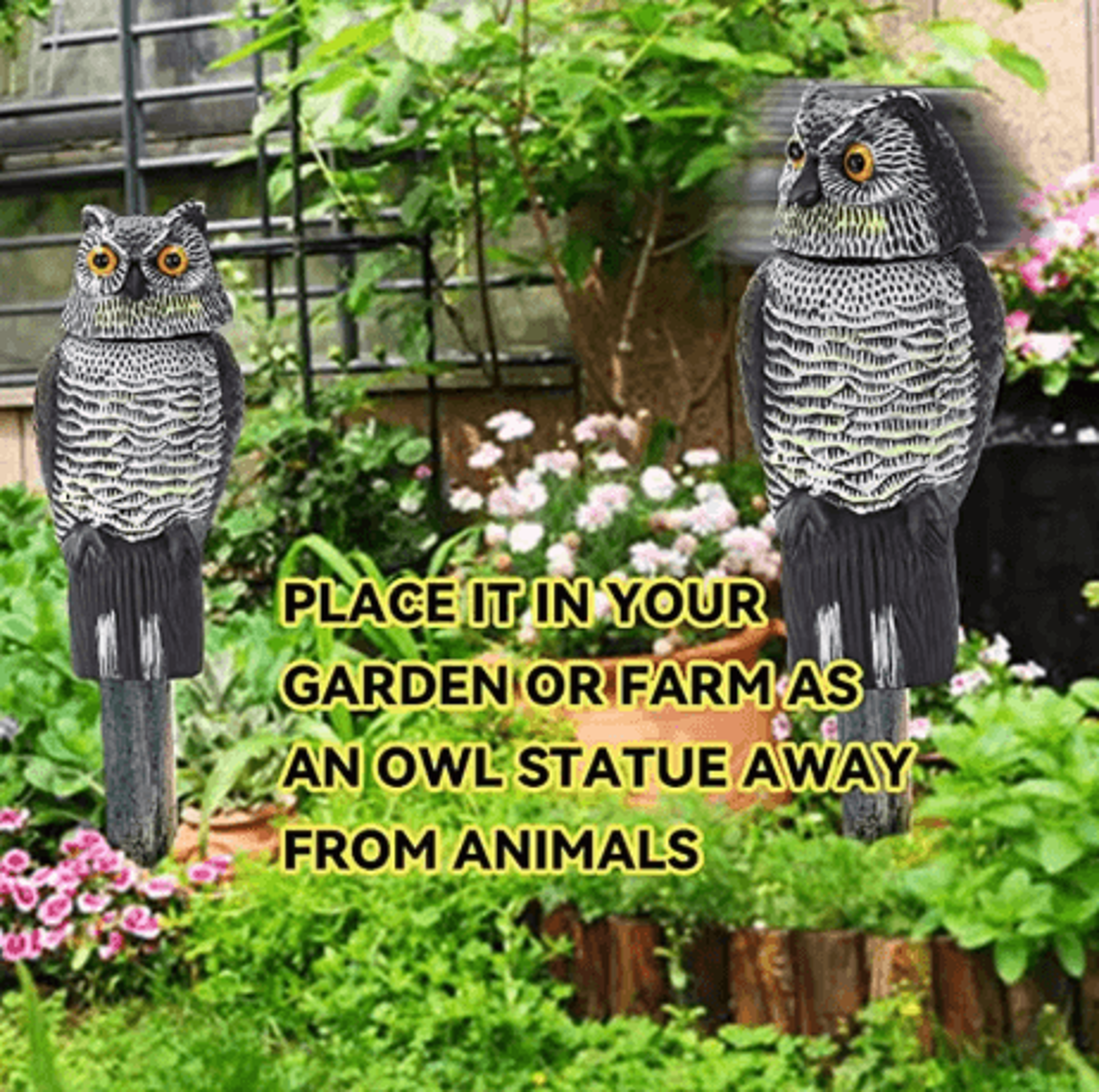 Fake Owl Decoy With Shaking Head Outdoor Garden Bird Scarecrow Decoration 2