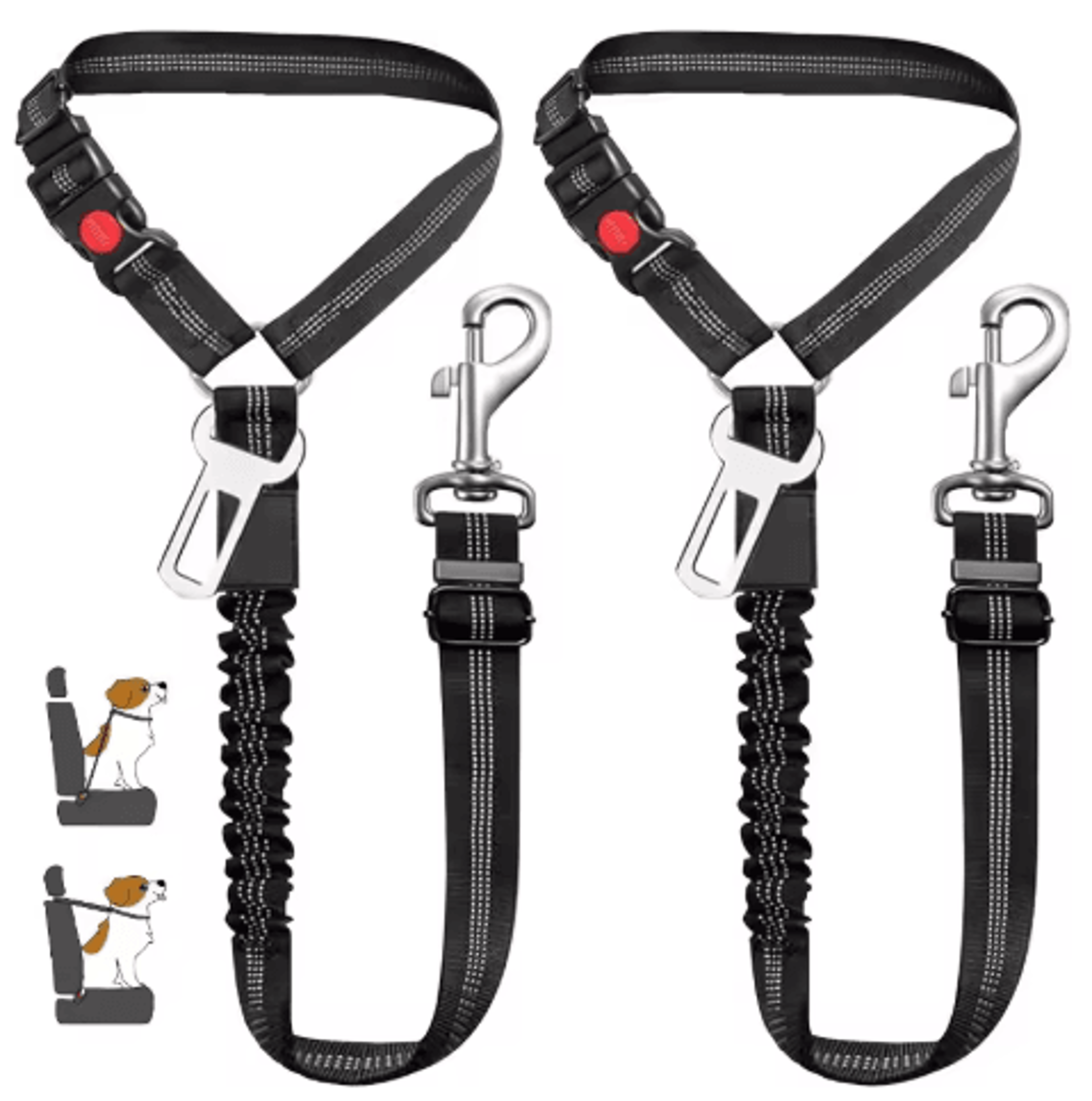 2 In 1 Adjustable Pet Car Safety Belt Heavy Duty Elastic Tether Seat Belt For Dogs And Cats 11