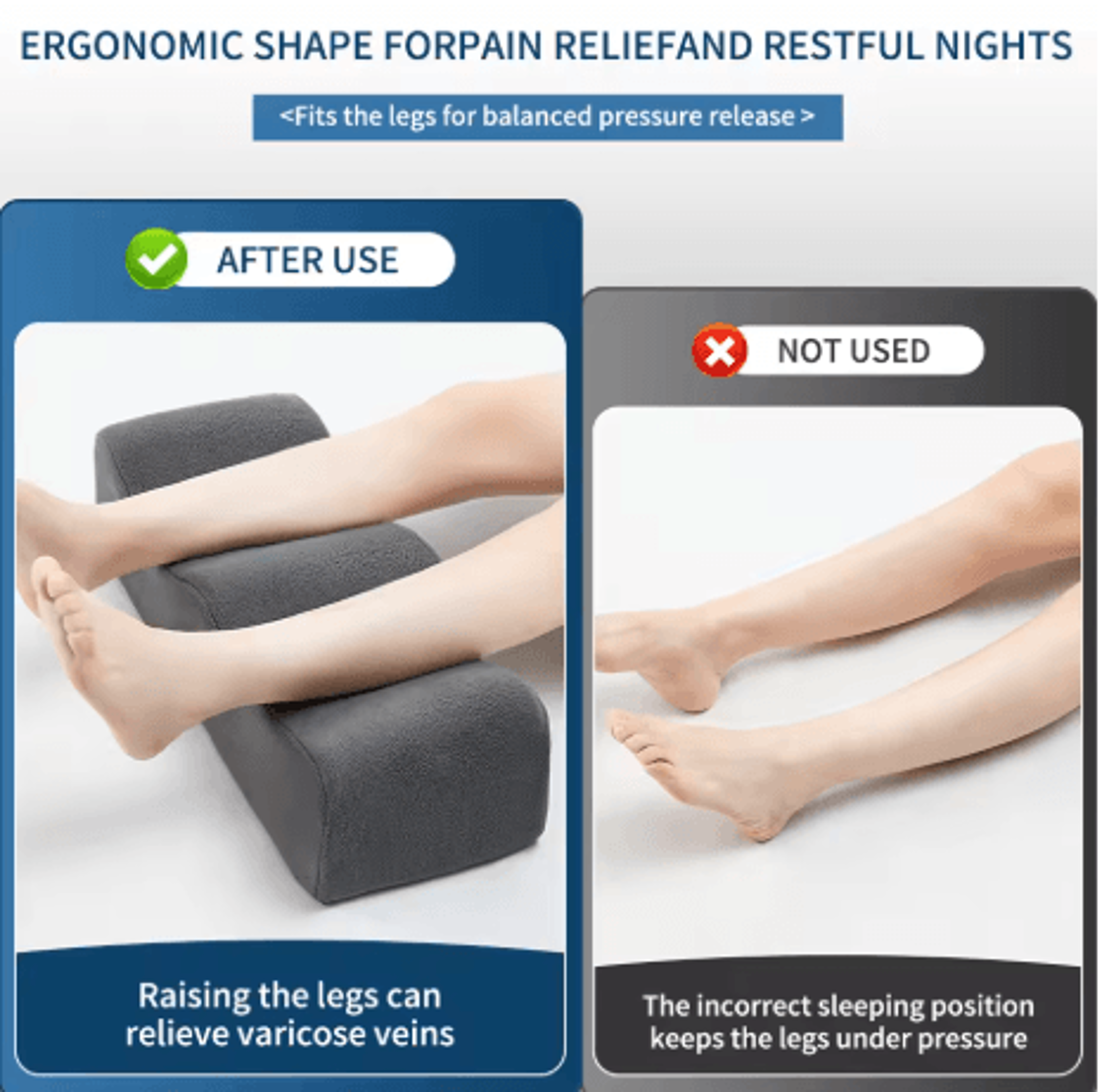 Ergonomic Leg Pillow With Straps Waist Pain Relief Leg Raiser Cushion For Bed And Sofa 6