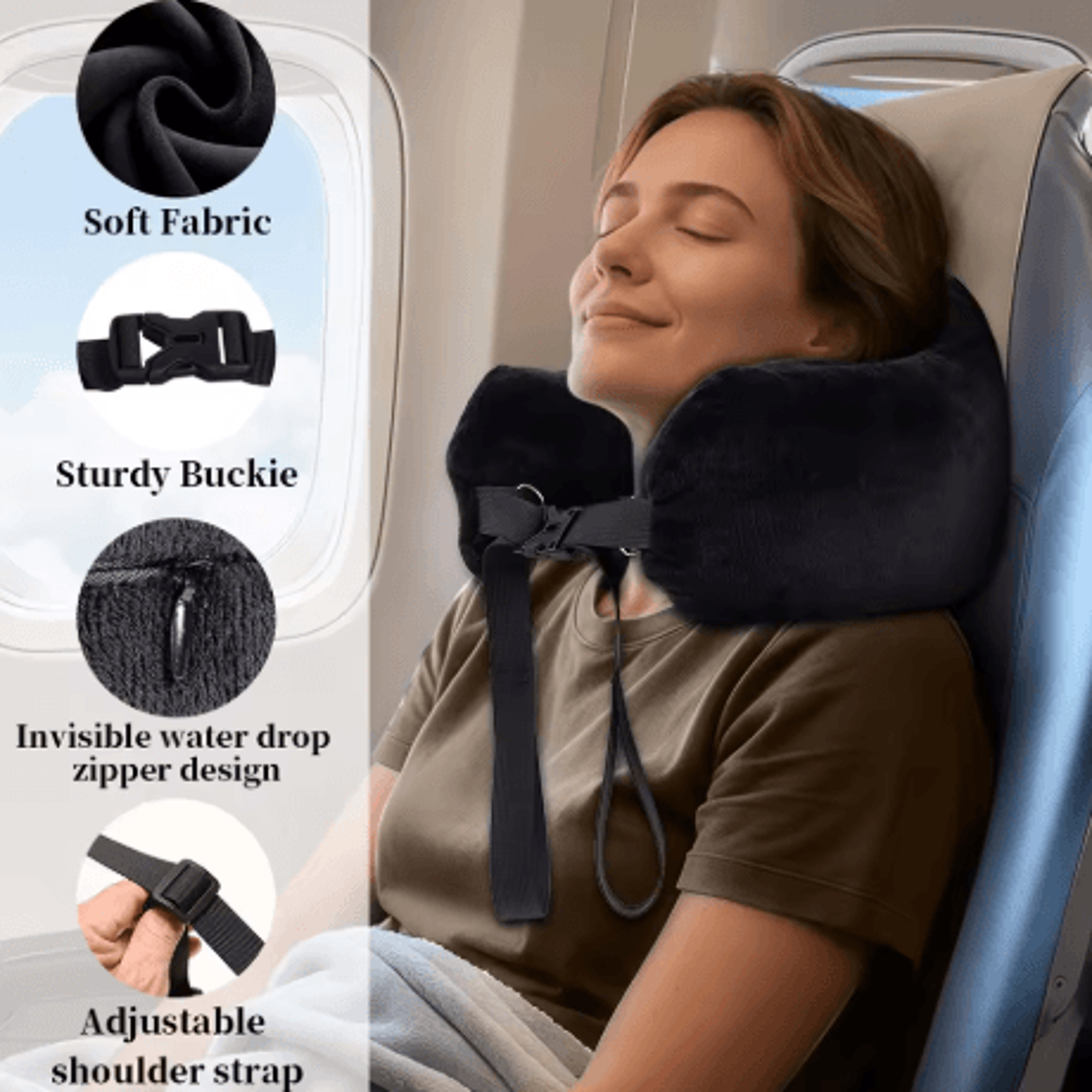 Adjustable U Shaped Travel Neck Pillow Washable Fillable Comfort Pillow For Airplane And Travel 7