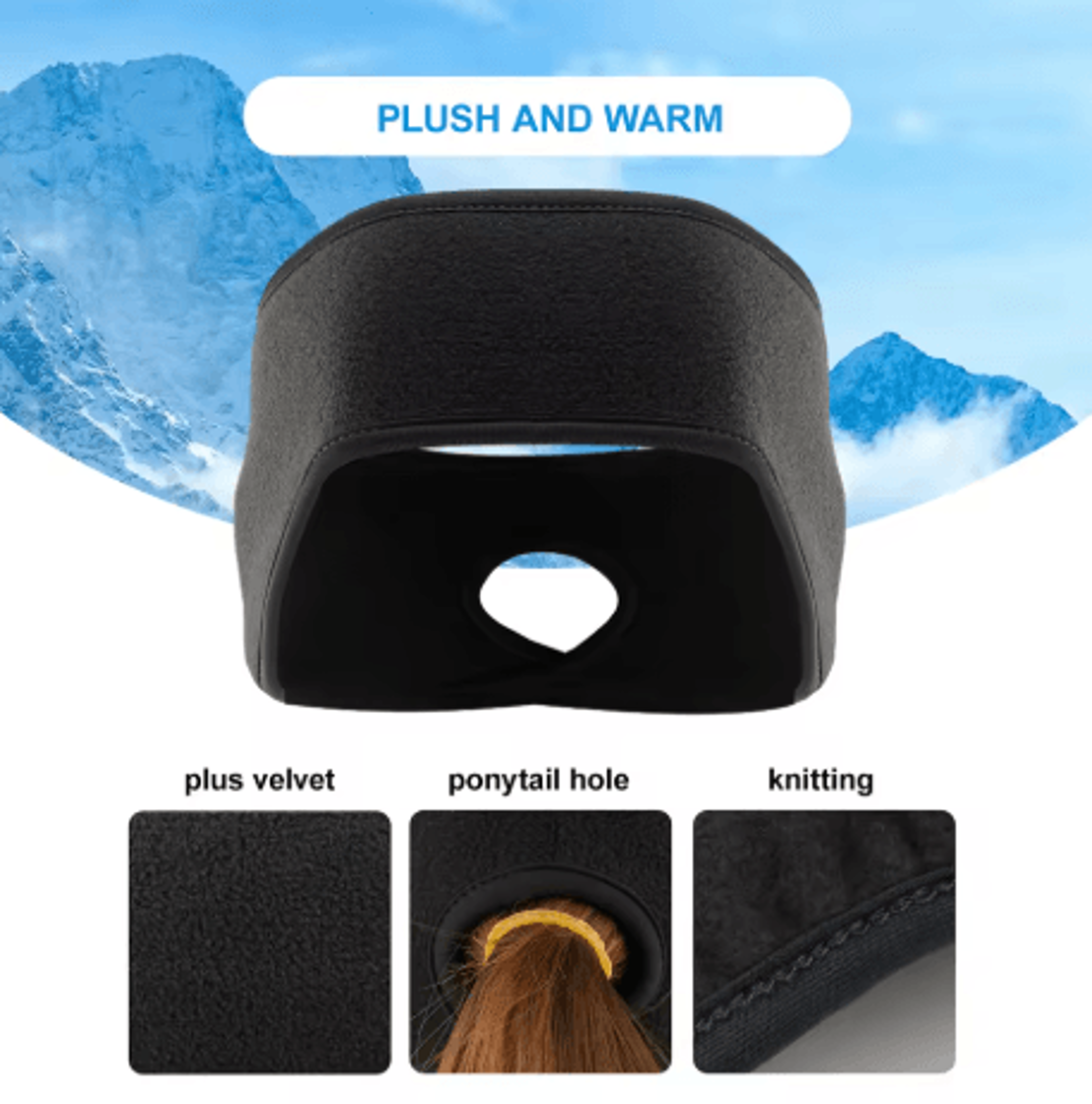 Winter Ponytail Headband Ear Warmer Windproof Running Head Wrap For Women 7