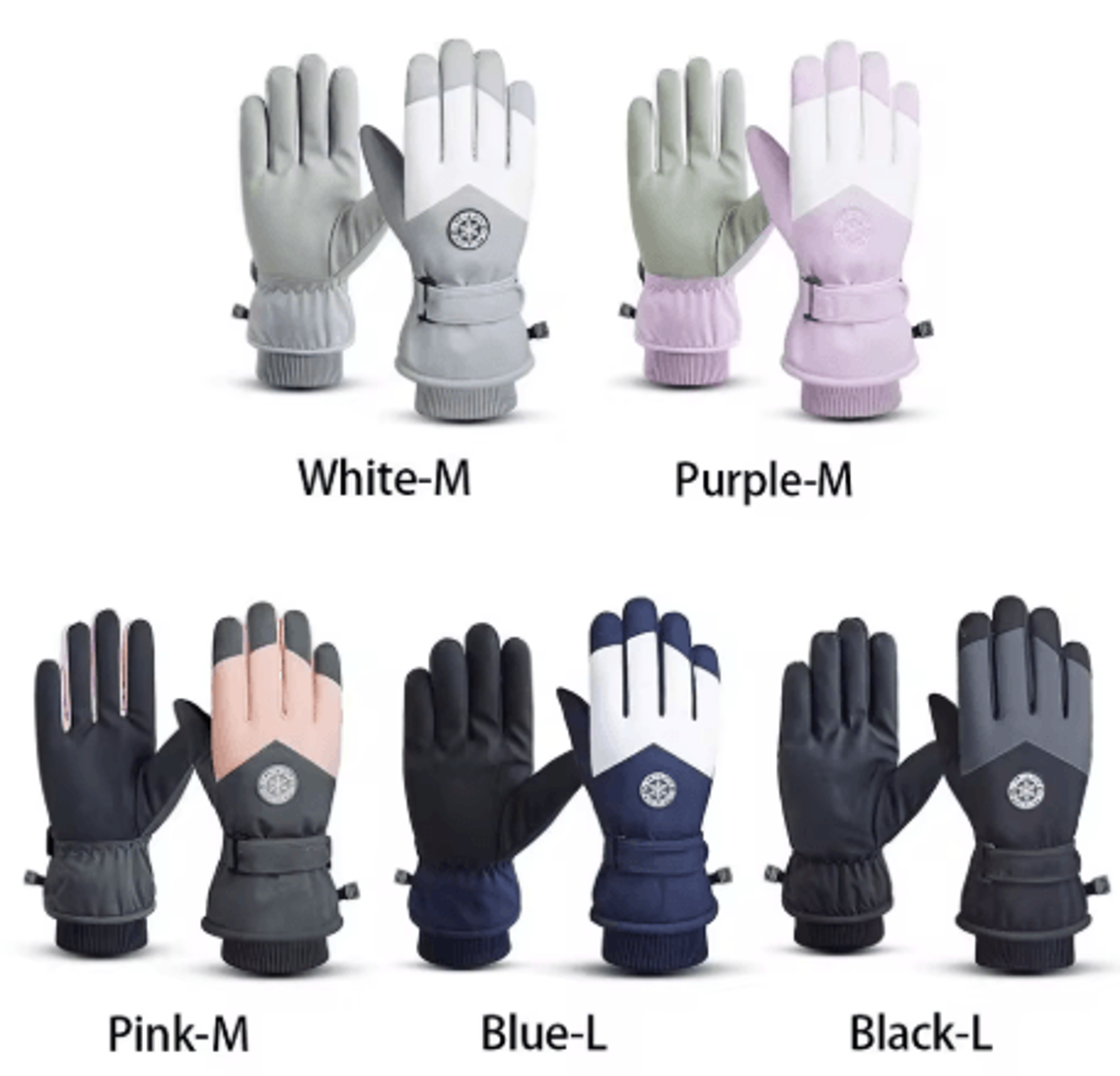 Winter Waterproof Ski Gloves Touchscreen PU Leather Non Slip Snow Gloves For Motorcycle And Cycling 8