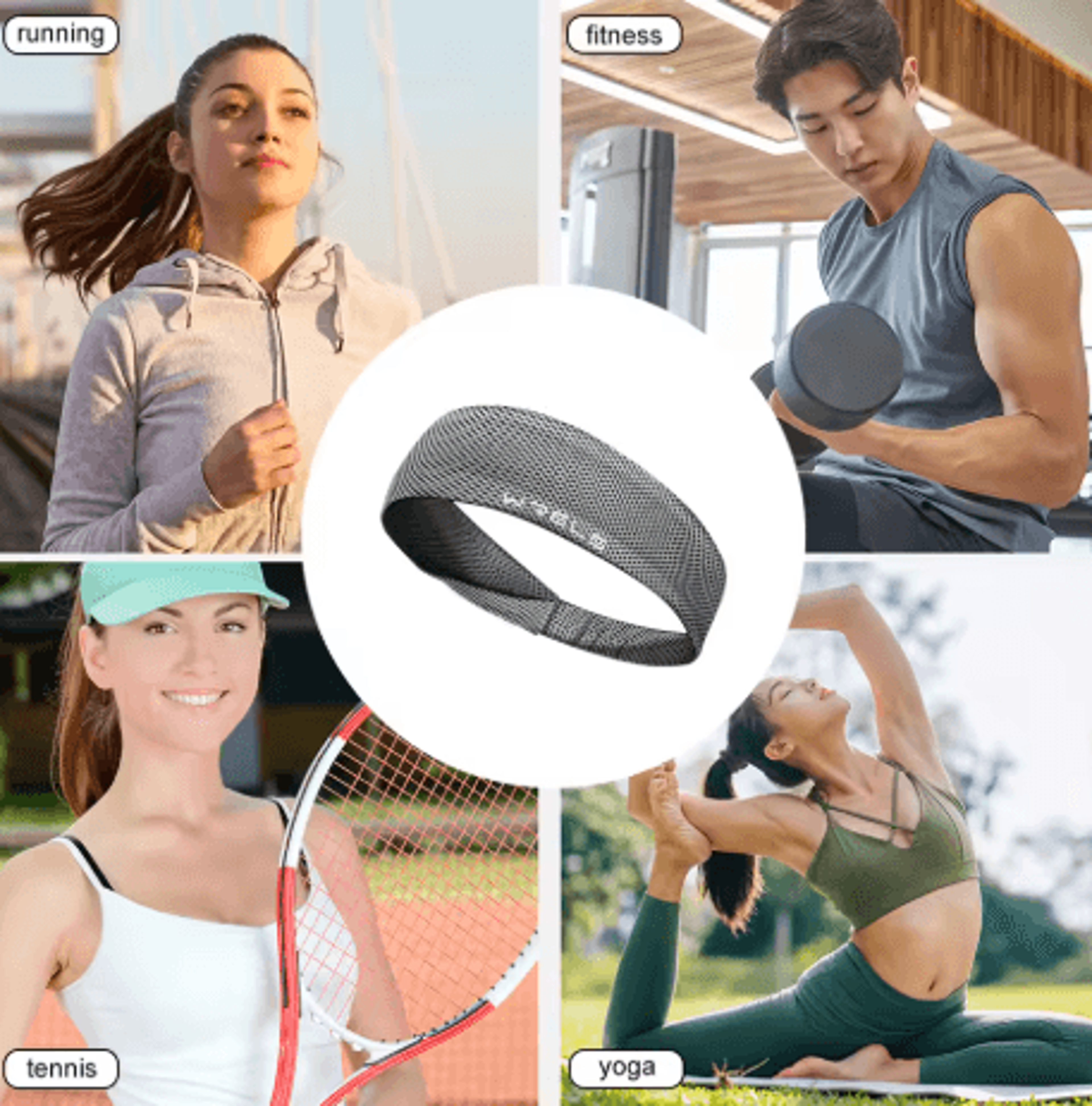 Summer Sports Headband Breathable Non Slip Sweat Wicking Fitness Hairband For Running And Tennis 4