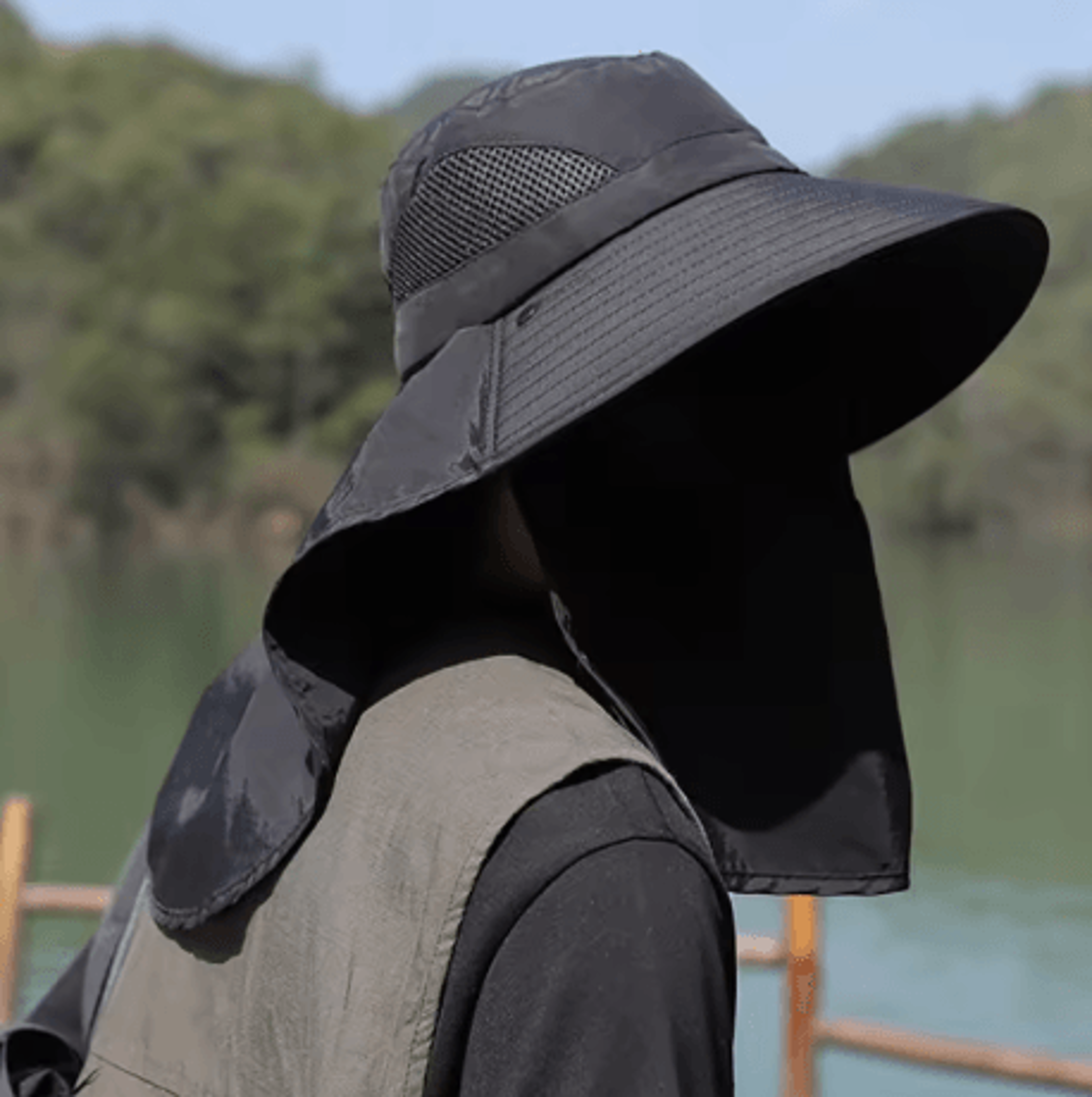 Summer UV Protection Sun Hat Wide Brim Outdoor Fishing And Hiking Bucket Hat With Neck Flap Unisex 7