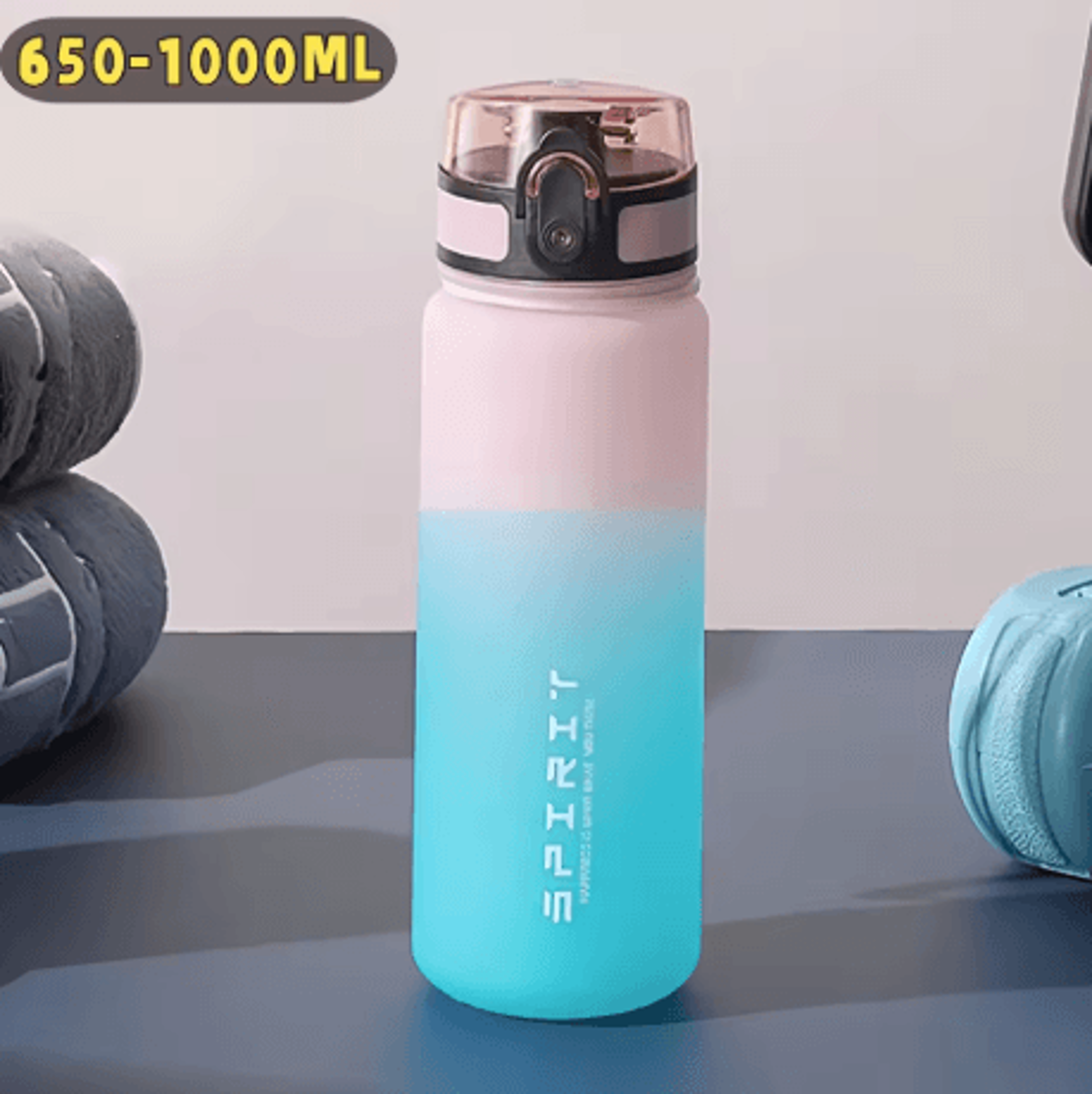 Large Capacity Leak Proof Sports Water Bottle Colorful Plastic Gym And Outdoor Bottle 650 1000ml 0