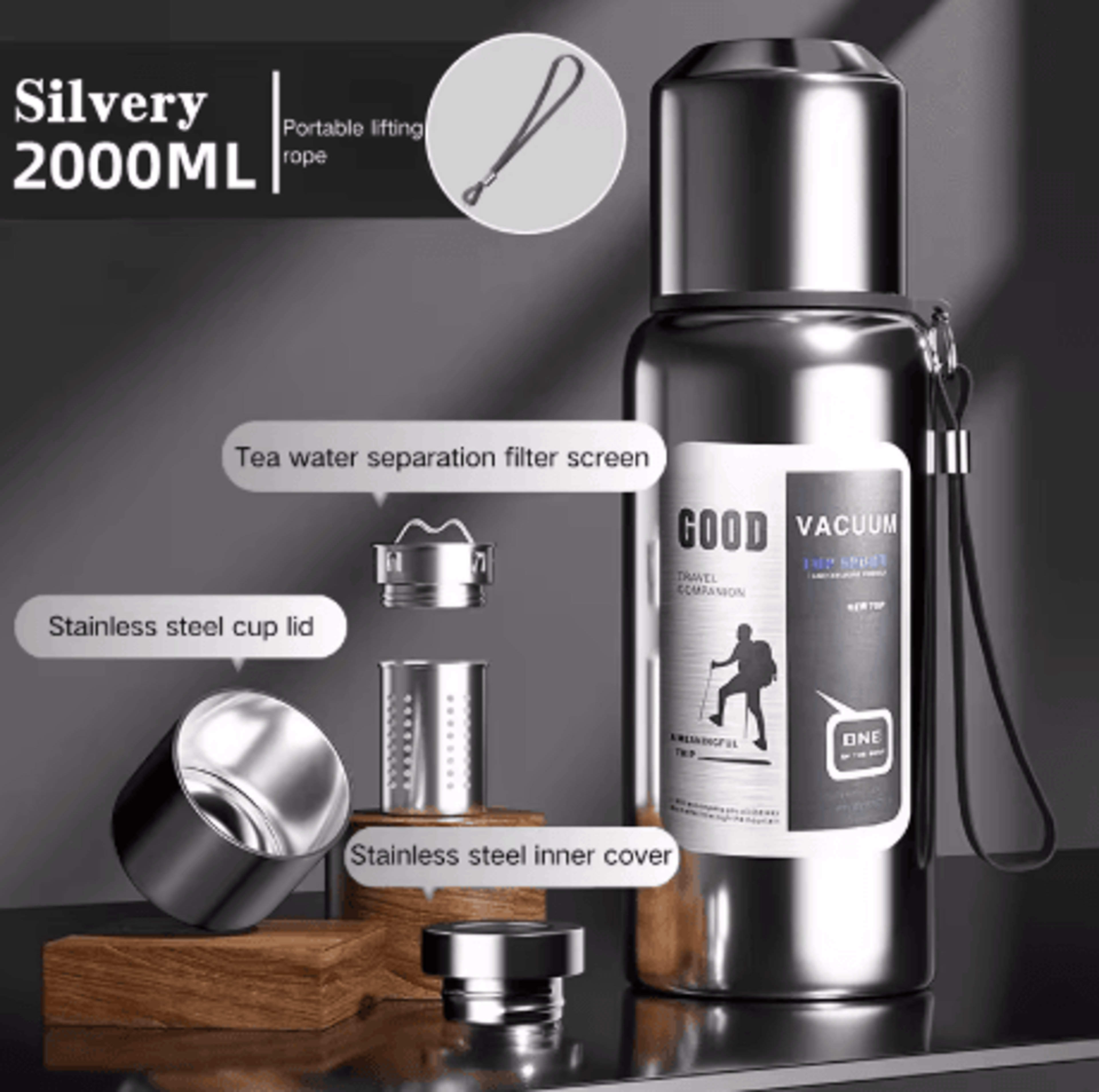 2000ml Stainless Steel Thermal Tumbler Large Capacity Insulated Water Bottle For Hot And Cold Trave 1