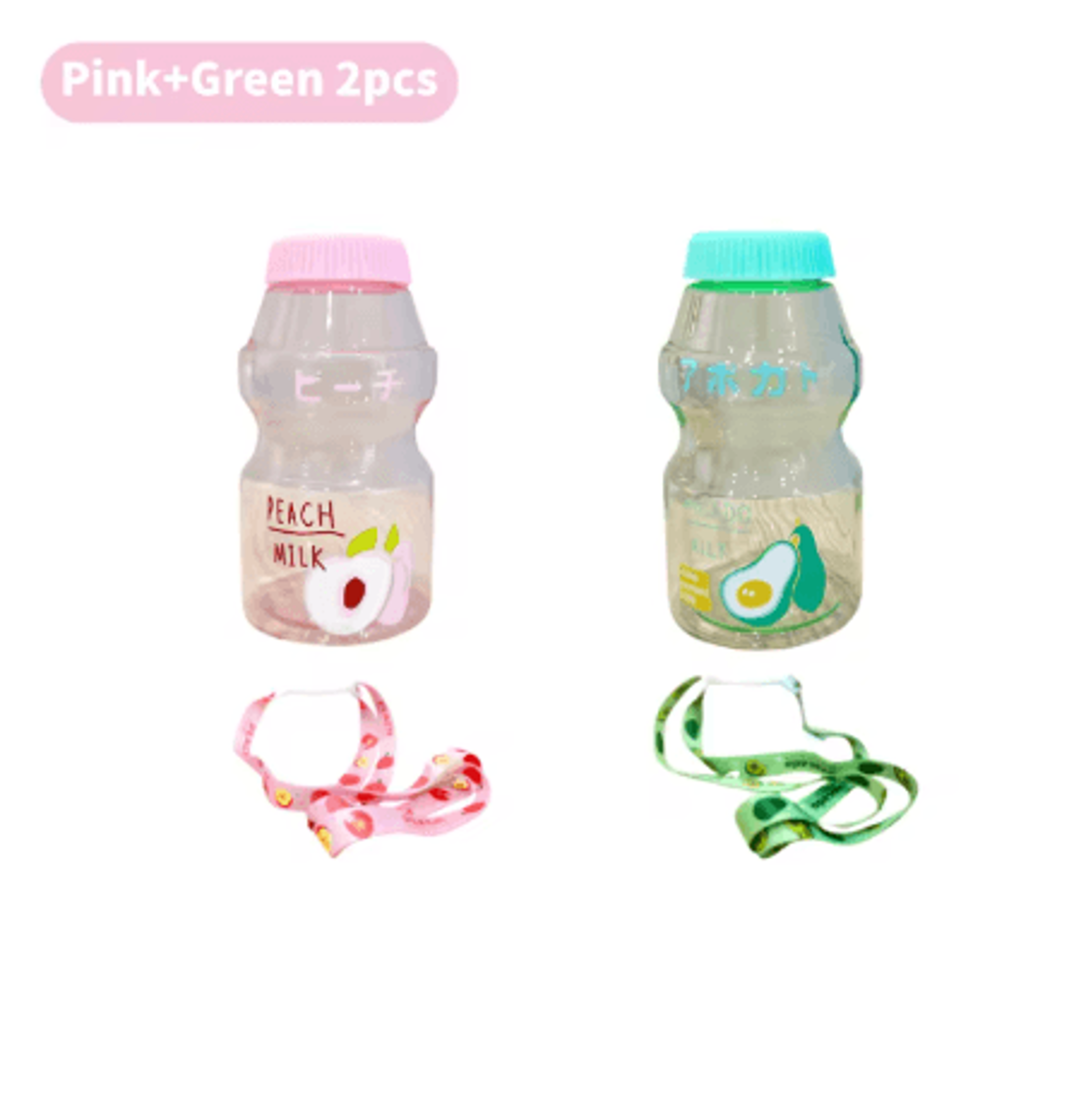 480ml Kawaii Milk Carton Water Bottle Cute Plastic Drinking Bottle With Cup And Strap 6