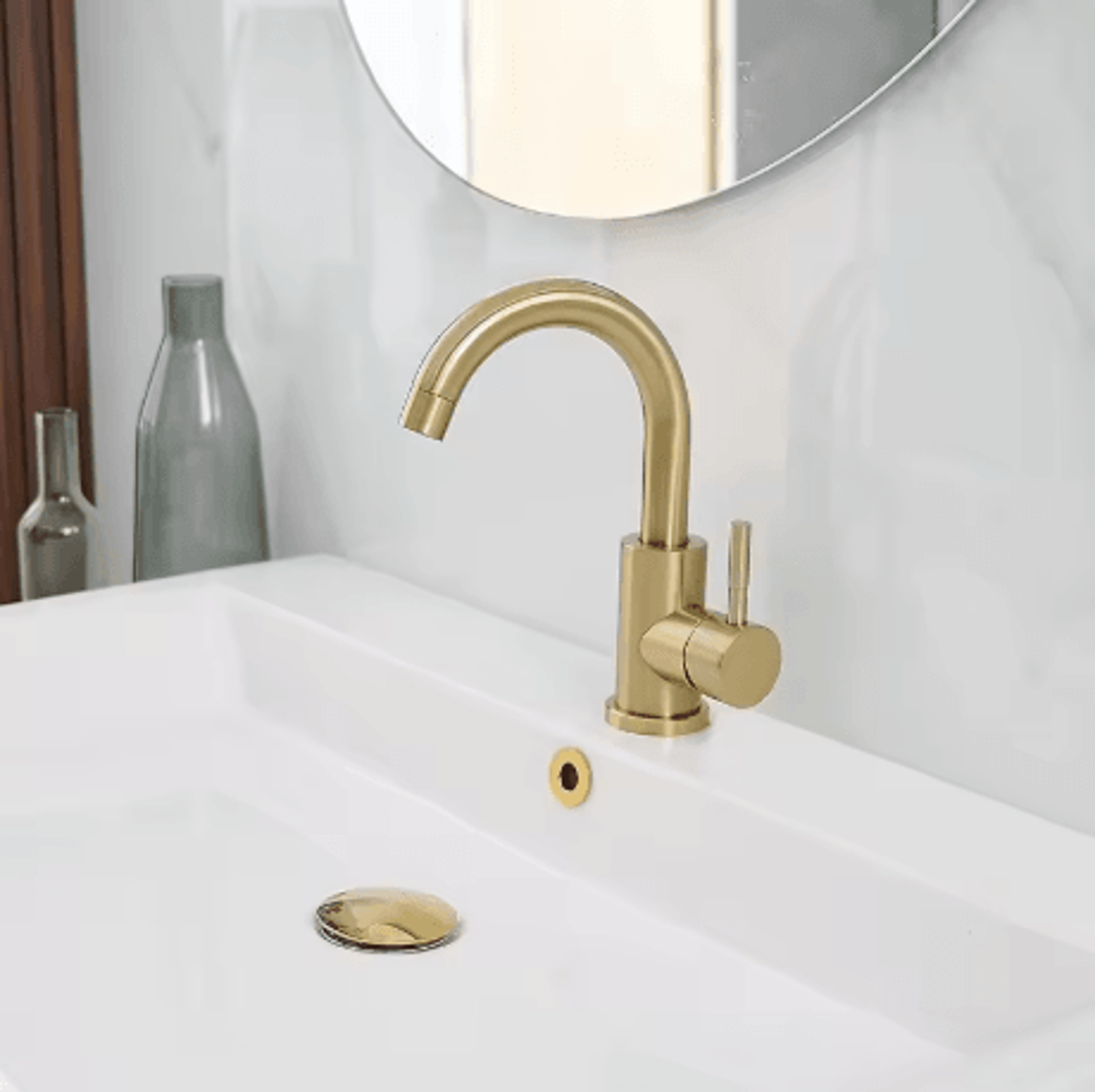 Stainless Steel Golden Basin Faucet European Style Brushed Gold Countertop Faucet For Hot And Cold  2