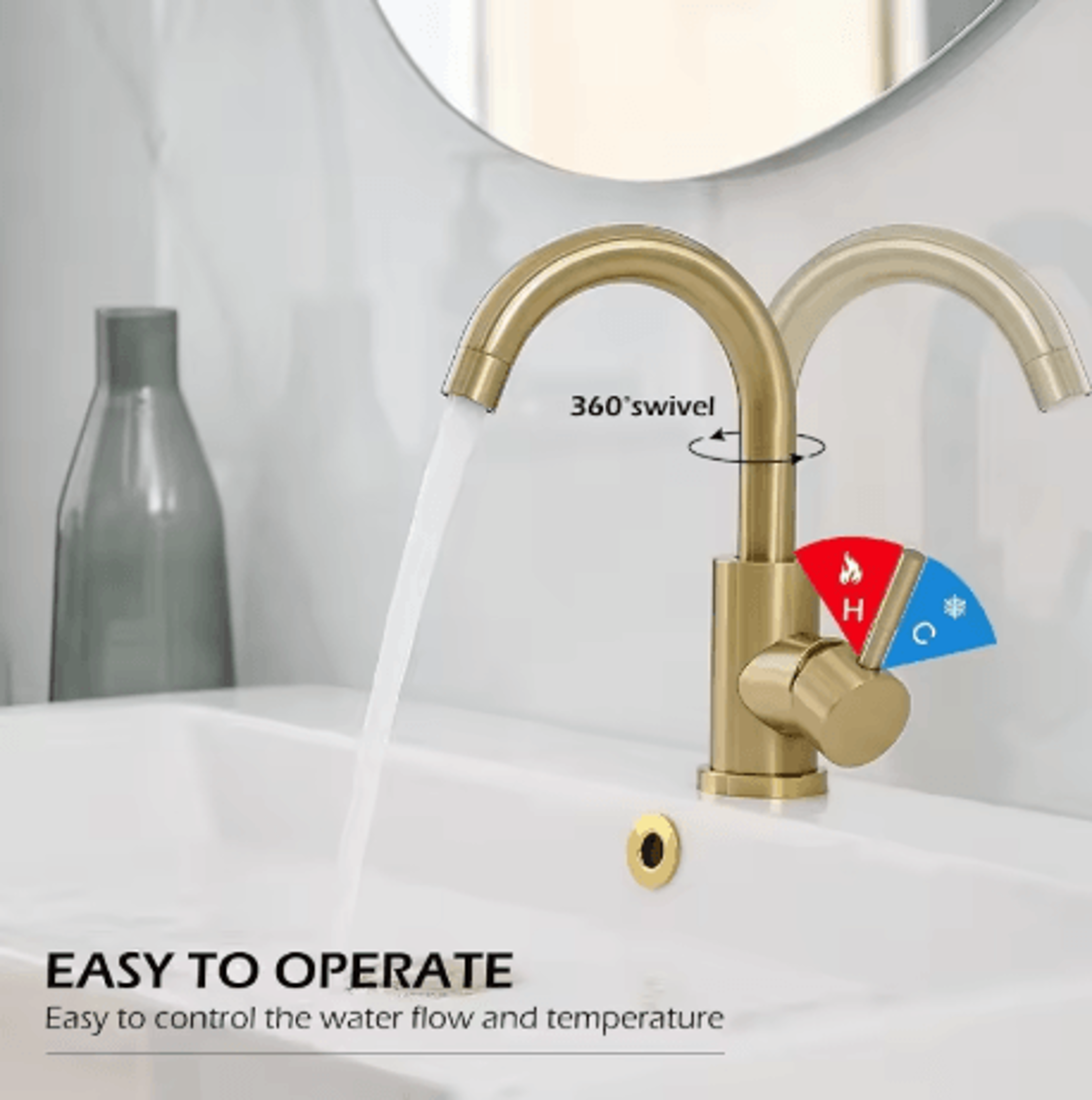 Stainless Steel Golden Basin Faucet European Style Brushed Gold Countertop Faucet For Hot And Cold  3