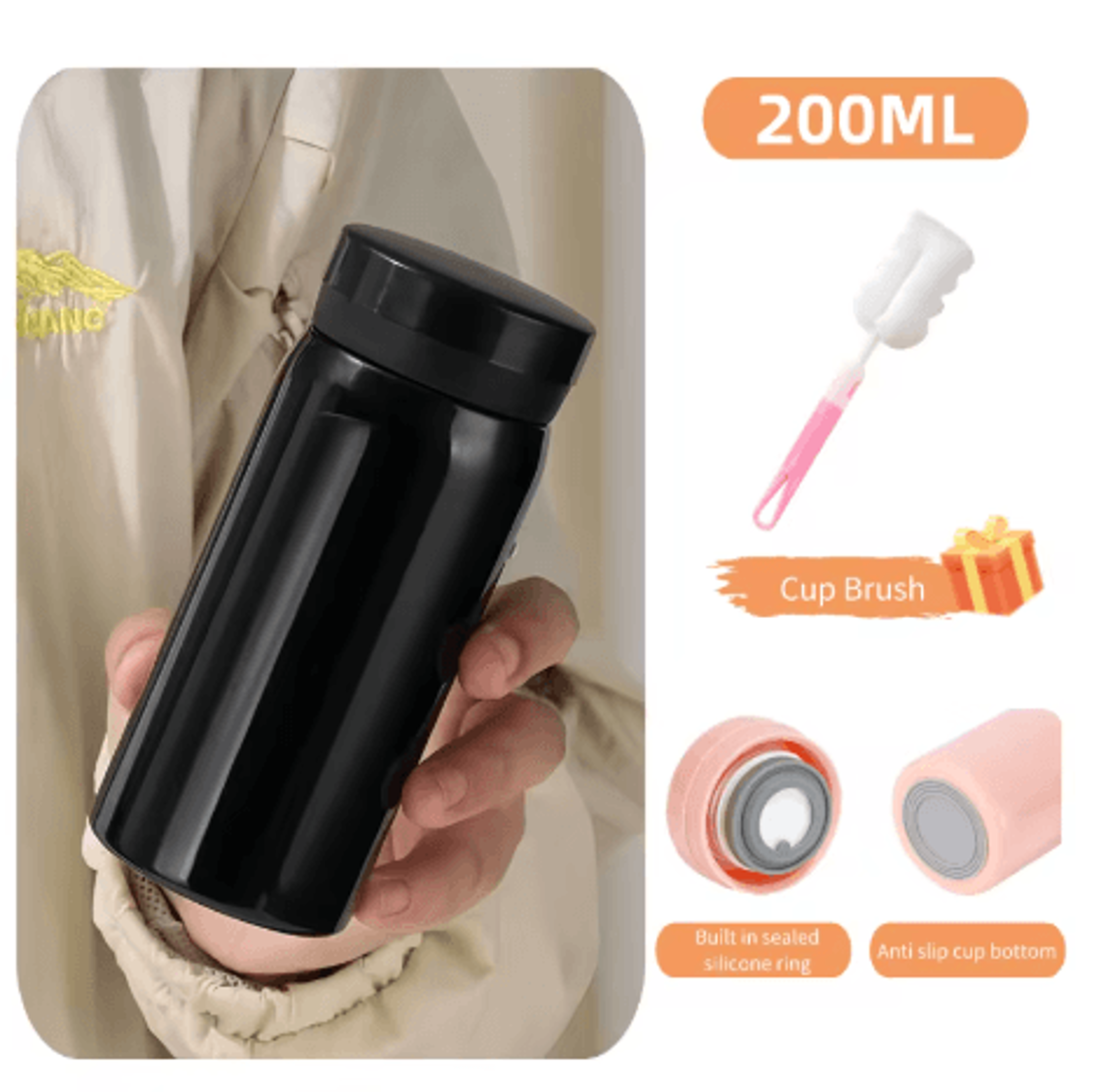 Stainless Steel Mini Thermal Water Bottle Compact Vacuum Insulated Coffee Thermos 200ml To 300ml 7