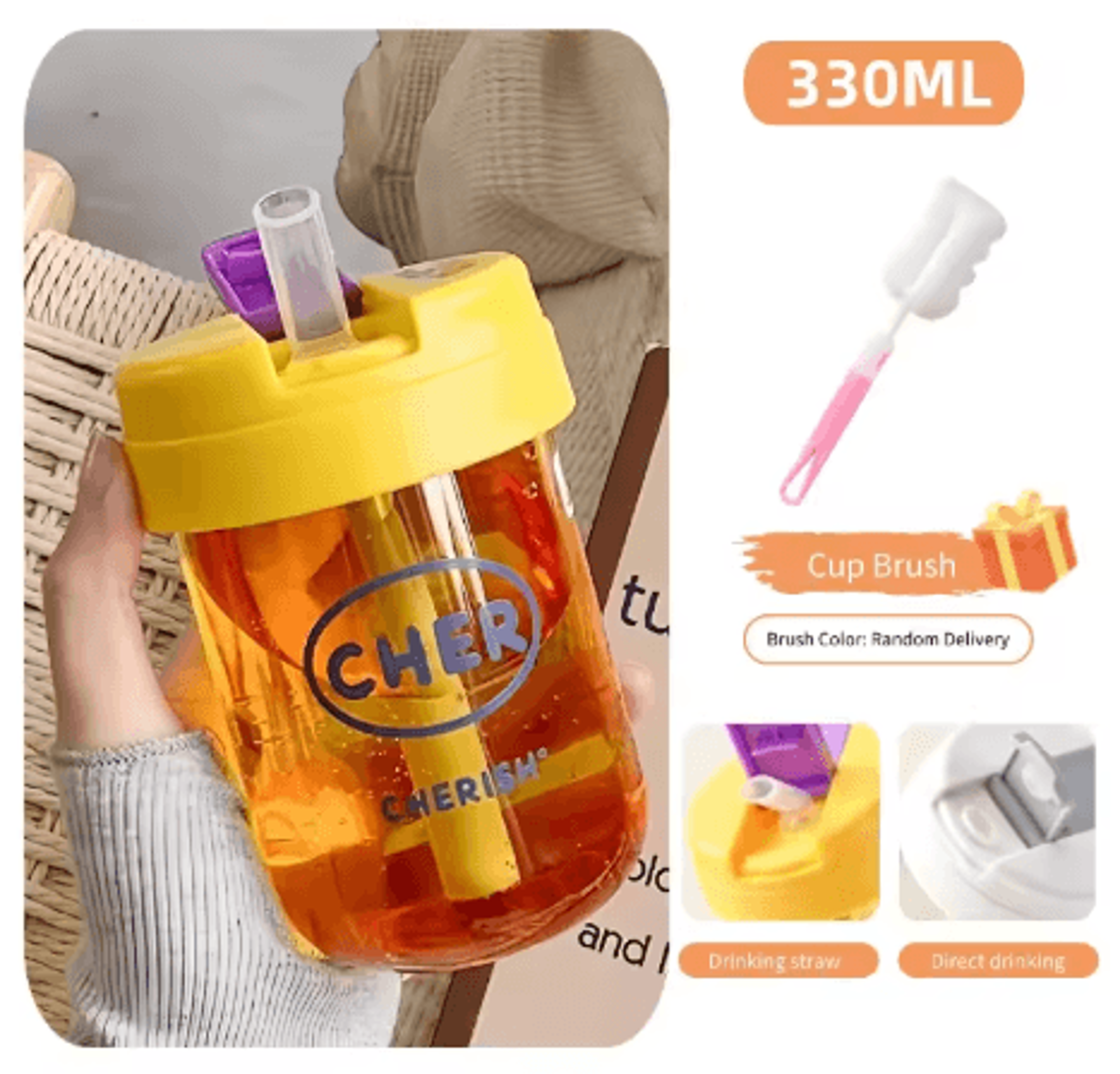 330ml Mini Kids Straw Water Bottle Cute Leakproof And Anti Fall Portable Sports Drink Cup 4