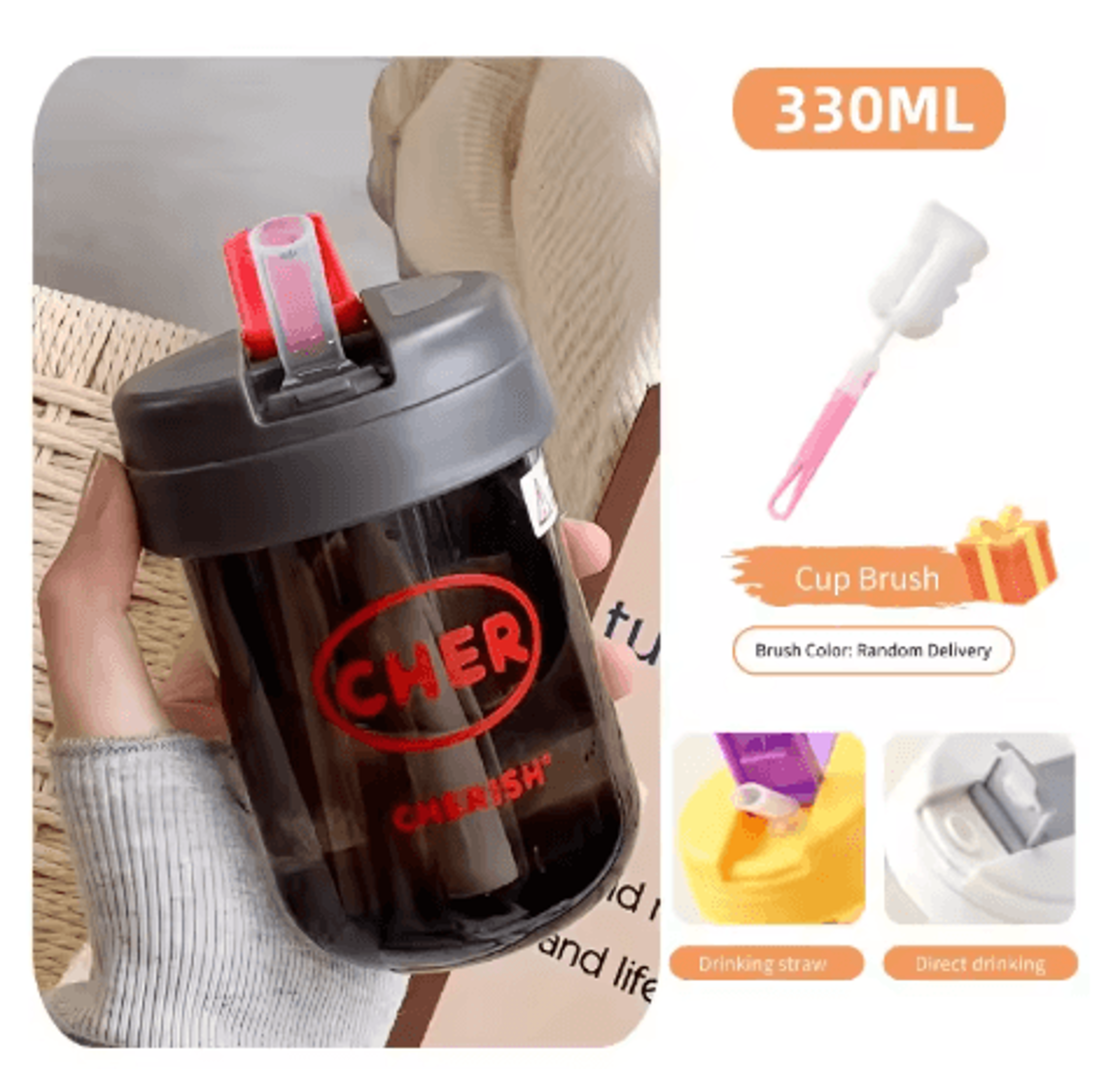 330ml Mini Kids Straw Water Bottle Cute Leakproof And Anti Fall Portable Sports Drink Cup 7