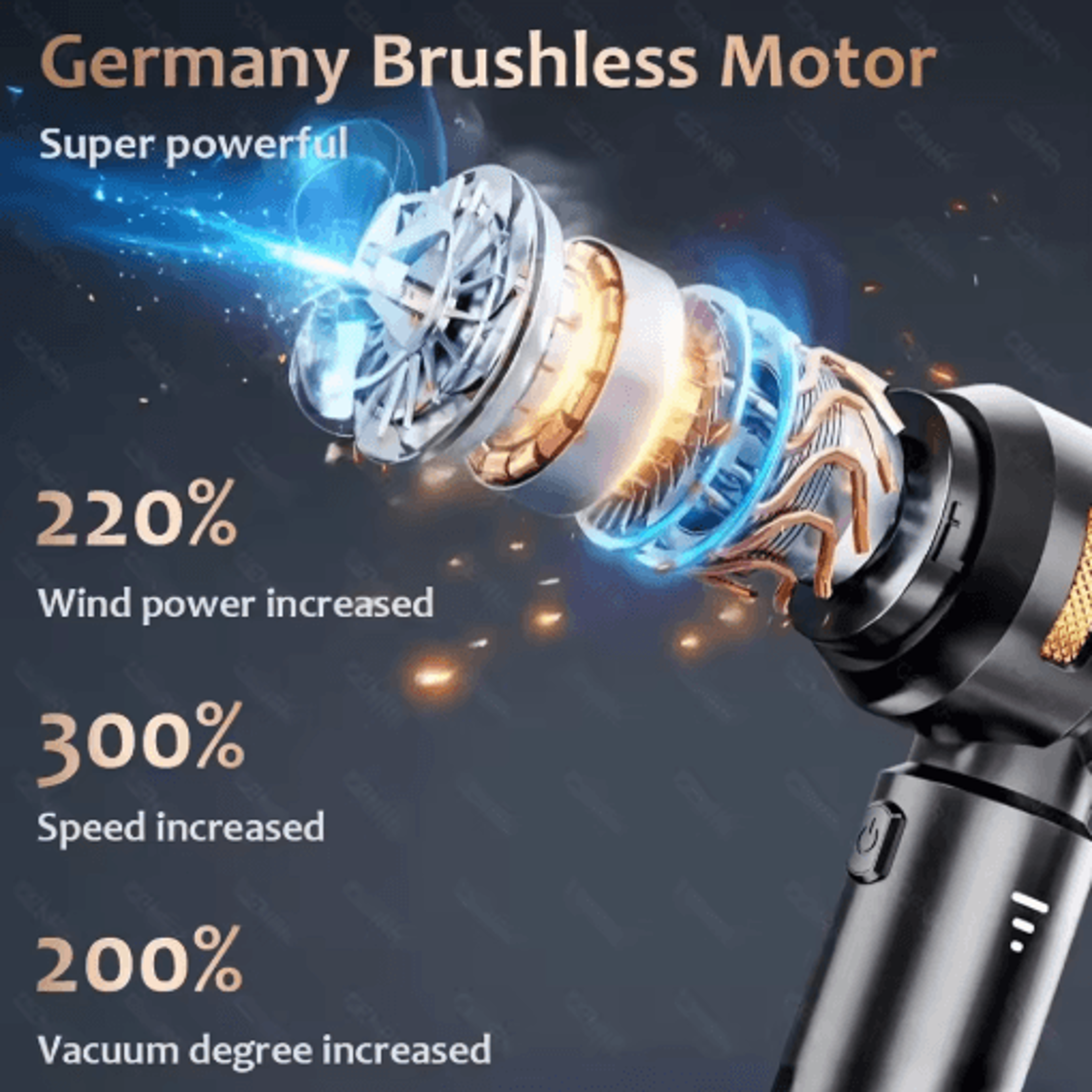 CENRR 998000PA Cordless Car Vacuum Cleaner Handheld Wireless Vacuum With Dust Display Lamp And Air  10