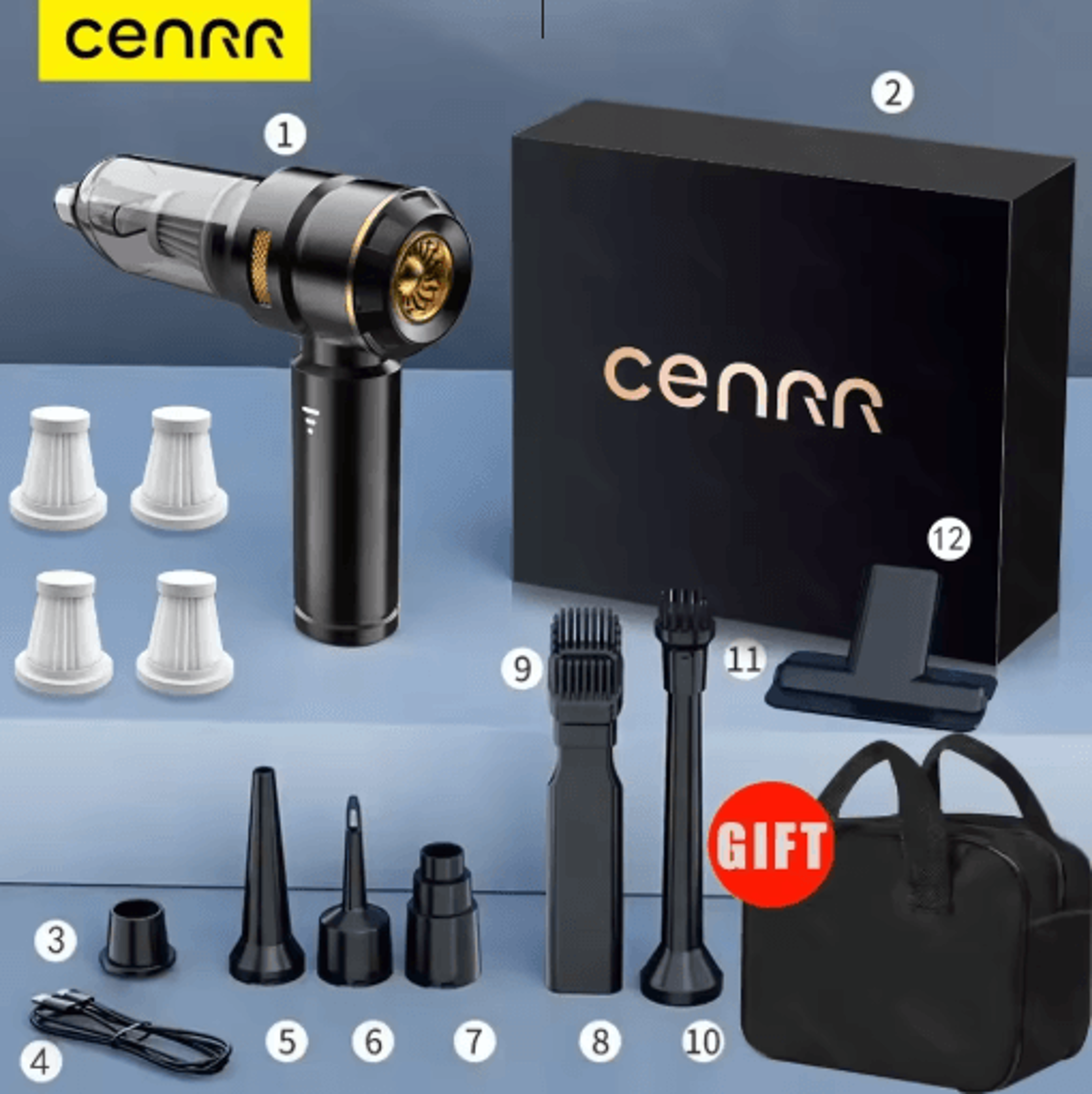 CENRR Cordless Handheld Car Vacuum Cleaner Powerful Portable Wireless Cleaner For Home And Auto 5
