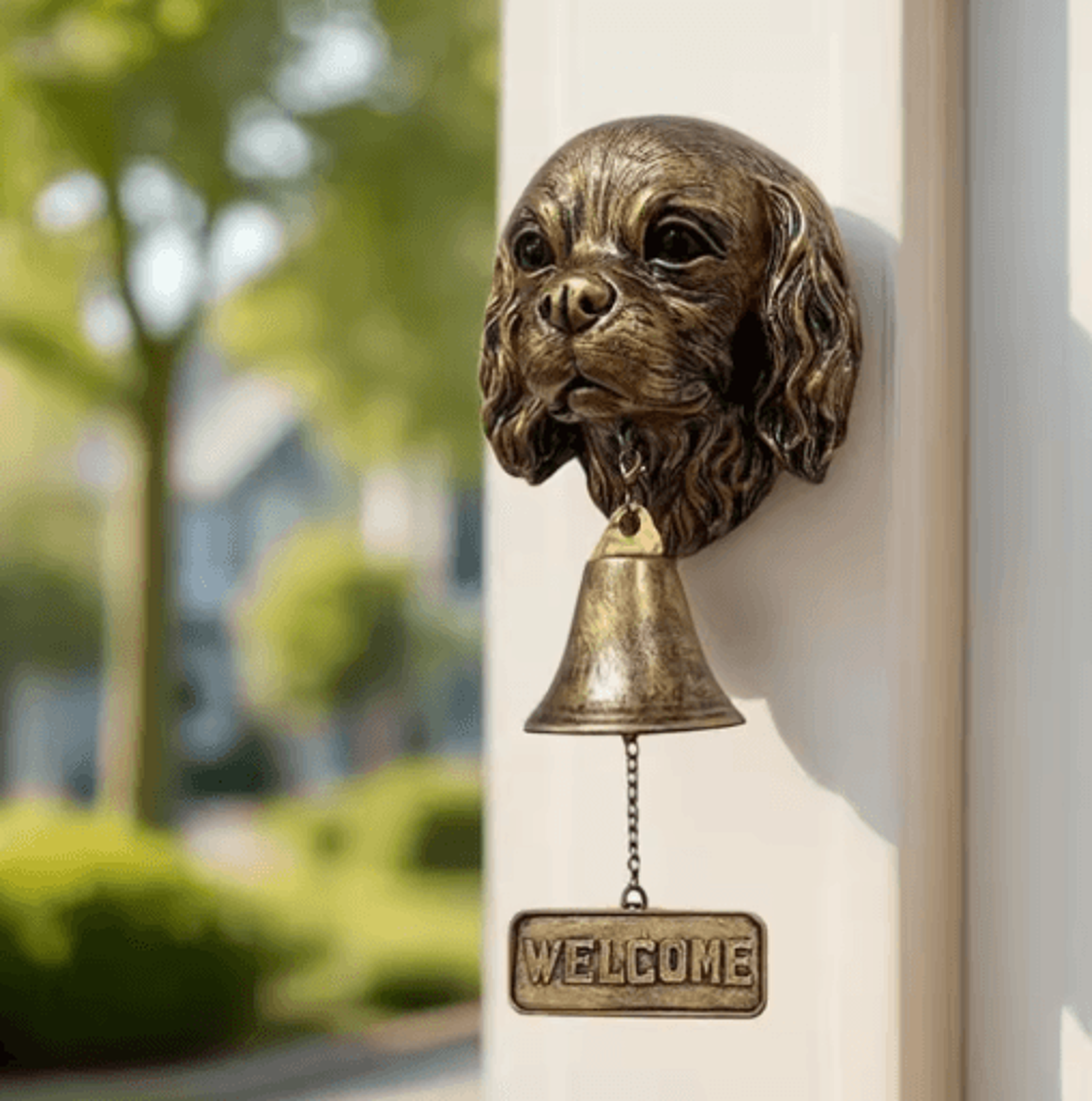 Dog Theme Welcome Doorbell 3D Funny Bulldog Head Cast Iron Resin Hanging Bell 15