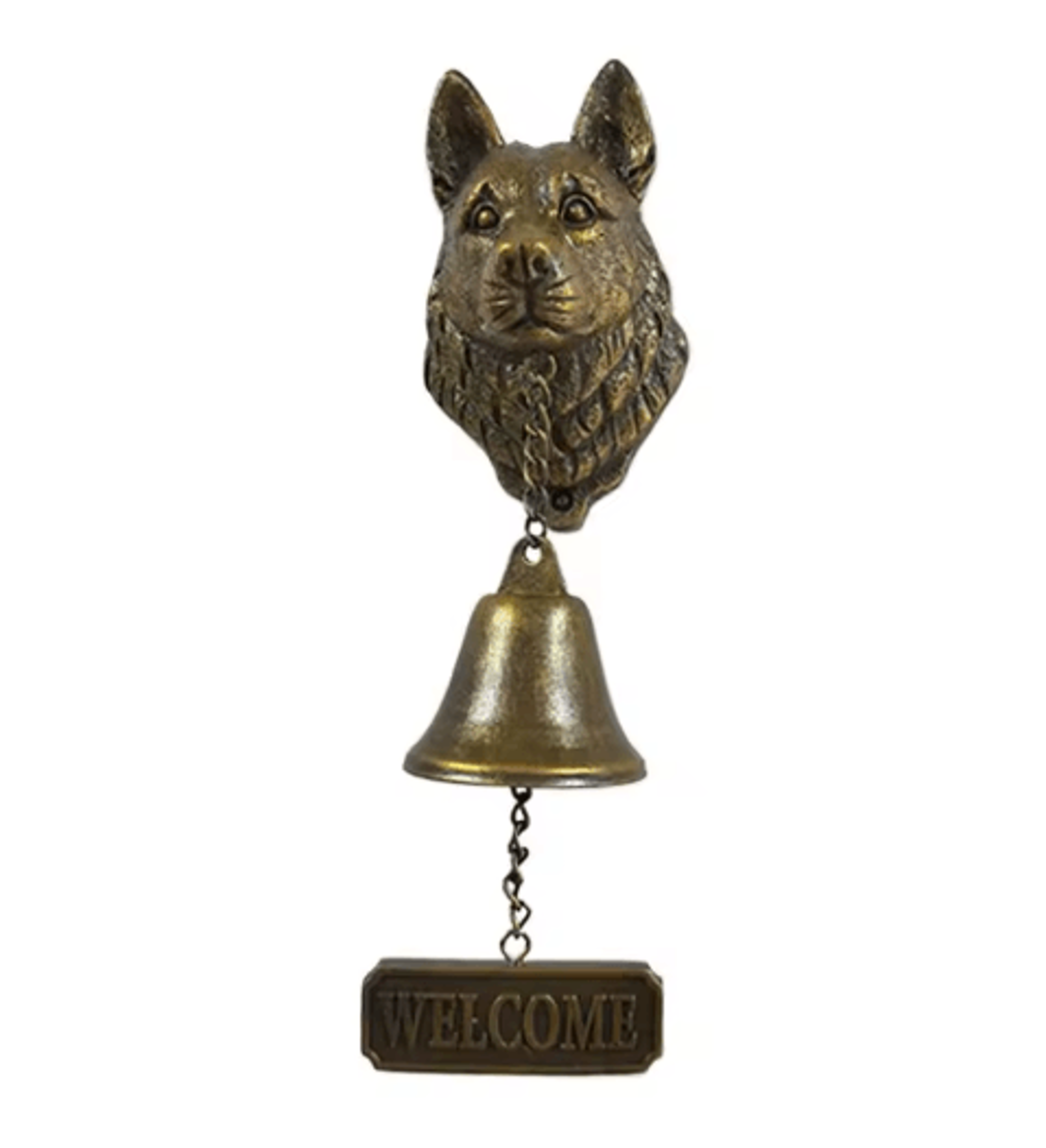 Dog Theme Welcome Doorbell 3D Funny Bulldog Head Cast Iron Resin Hanging Bell 3