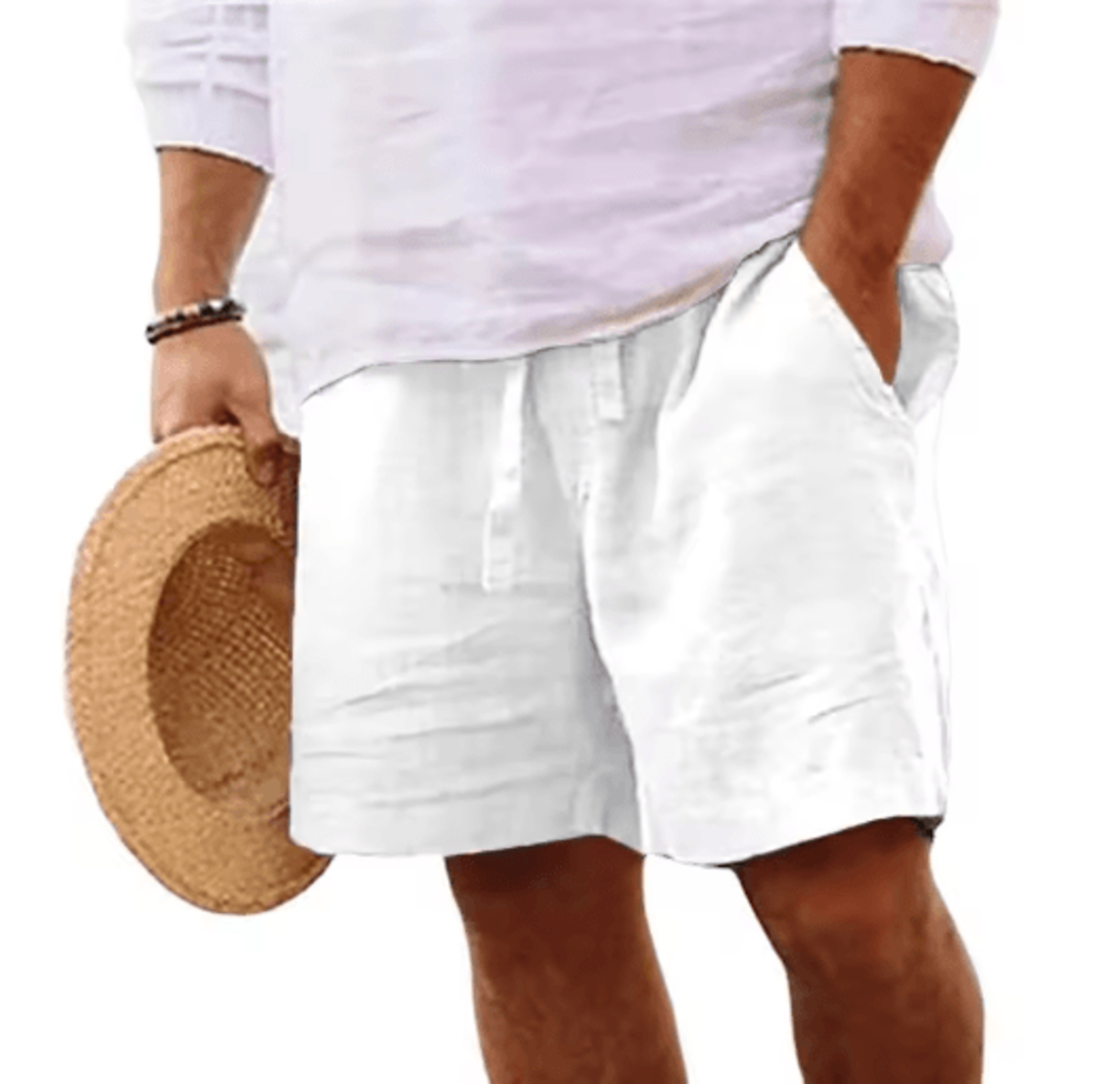 Mens Summer Linen Cotton Shorts Lightweight Breathable Gym And Beach Fitness Shorts 2