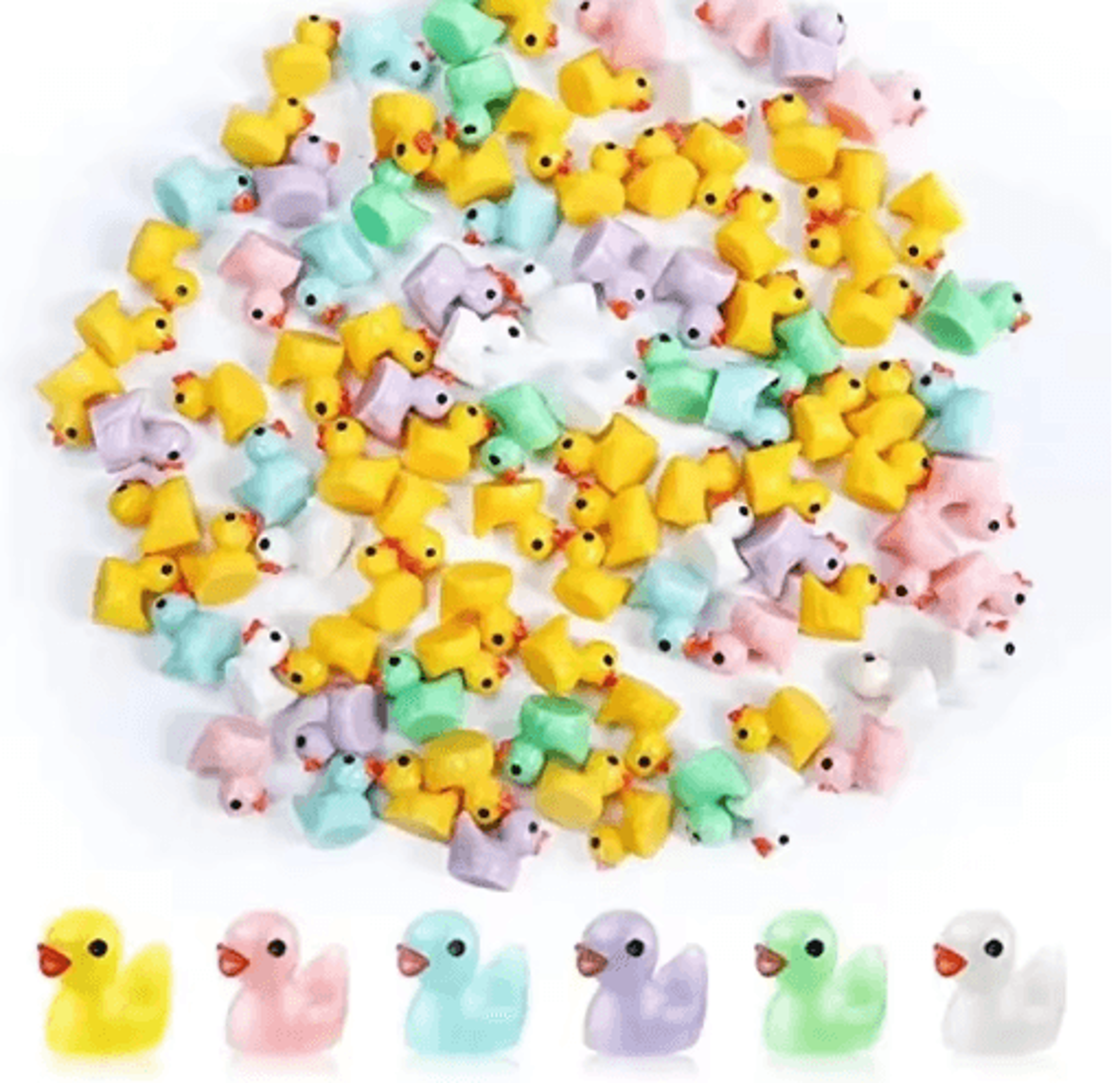 100PCS Miniature Resin Ducks 6 Color Mixed Tiny Duck Figurines For Aquarium Garden And DIY Decor 1