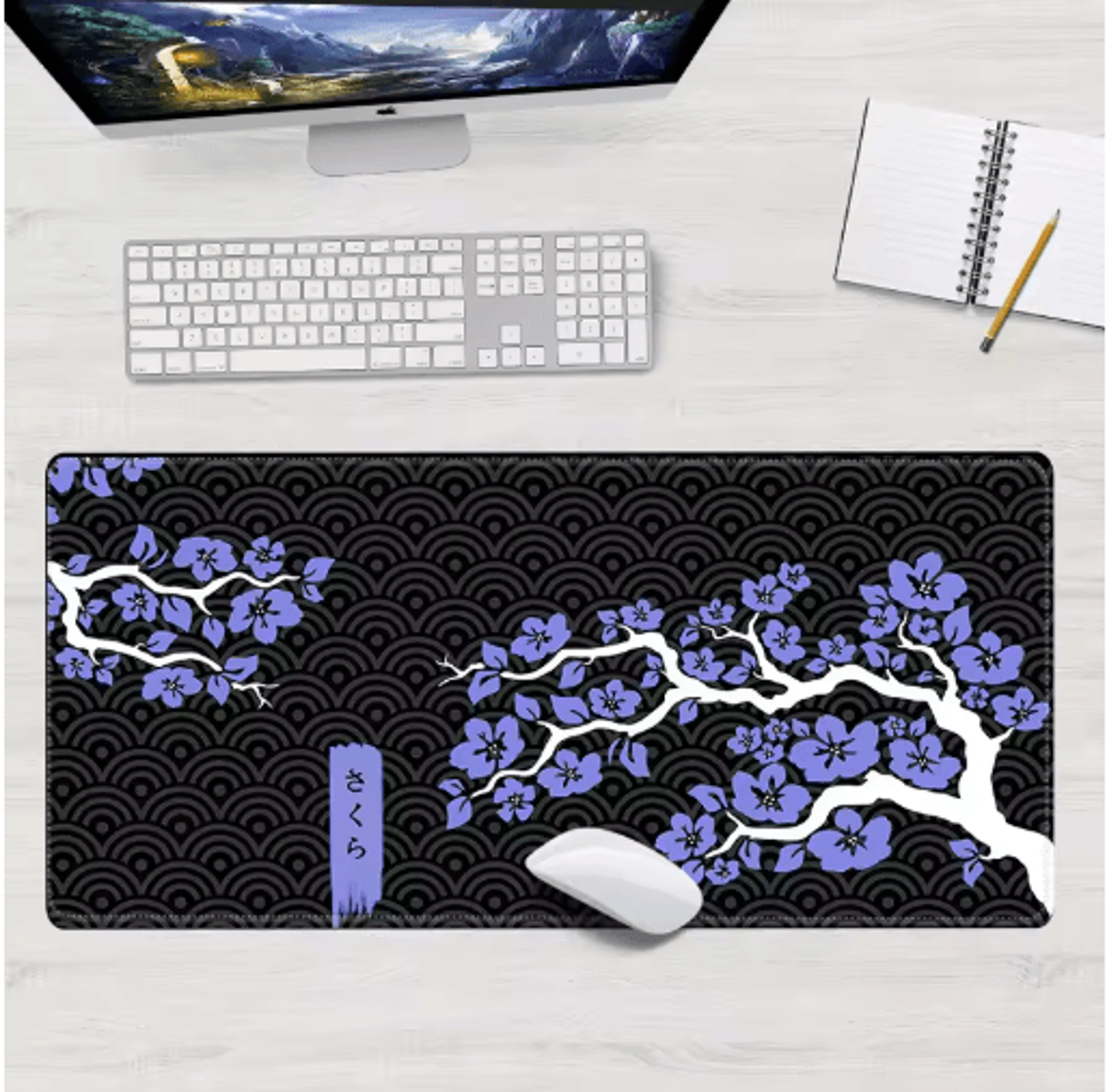 Sakura XXL Gaming Mouse Pad Purple Cherry Blossom XXXL Desk Mat 90x40cm For Keyboard And Mouse 2