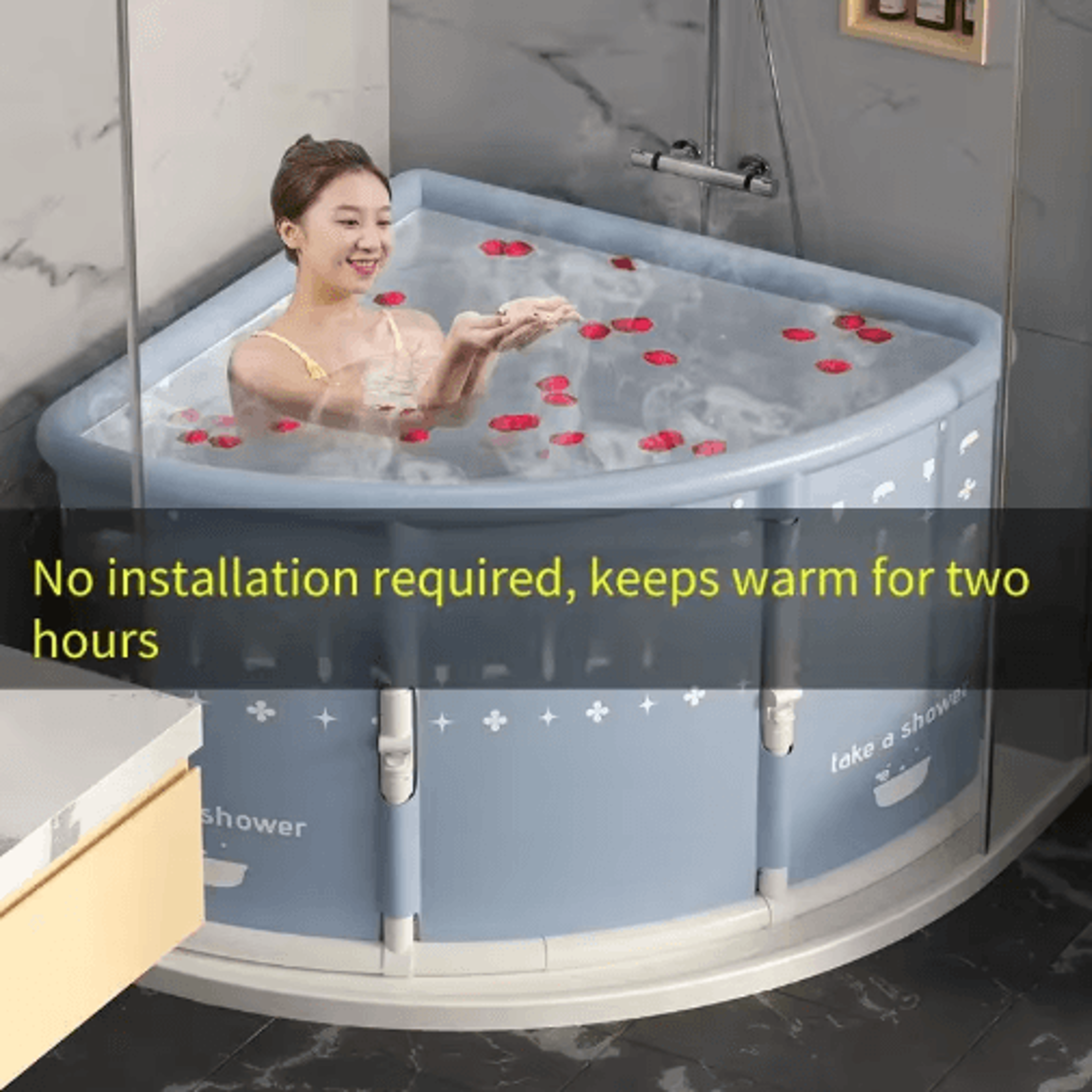 Portable One Second Foldable Bathtub Adult And Children Triangle Bath Bucket Installation Free One  5