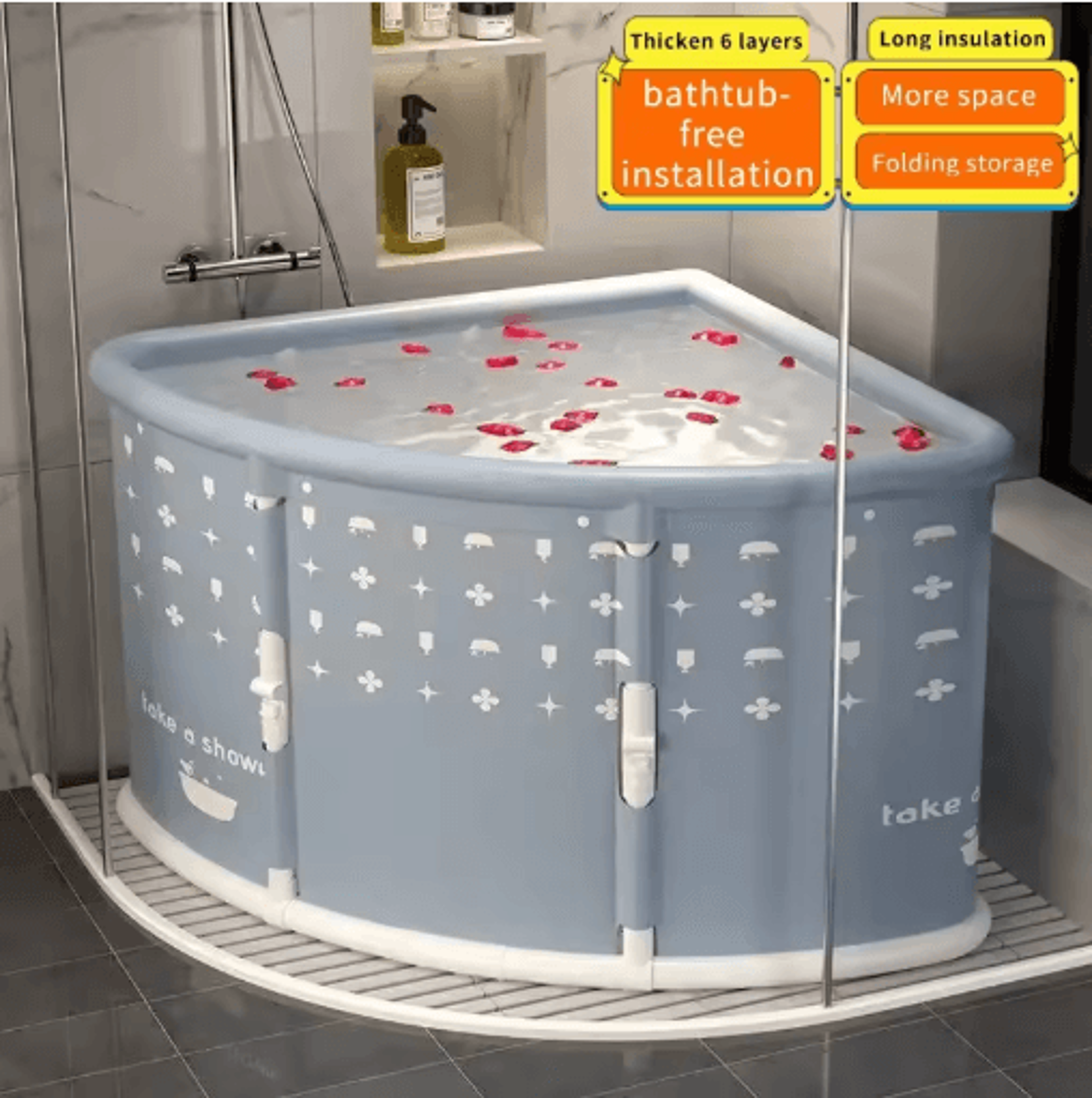 Portable One Second Foldable Bathtub Adult And Children Triangle Bath Bucket Installation Free One  0